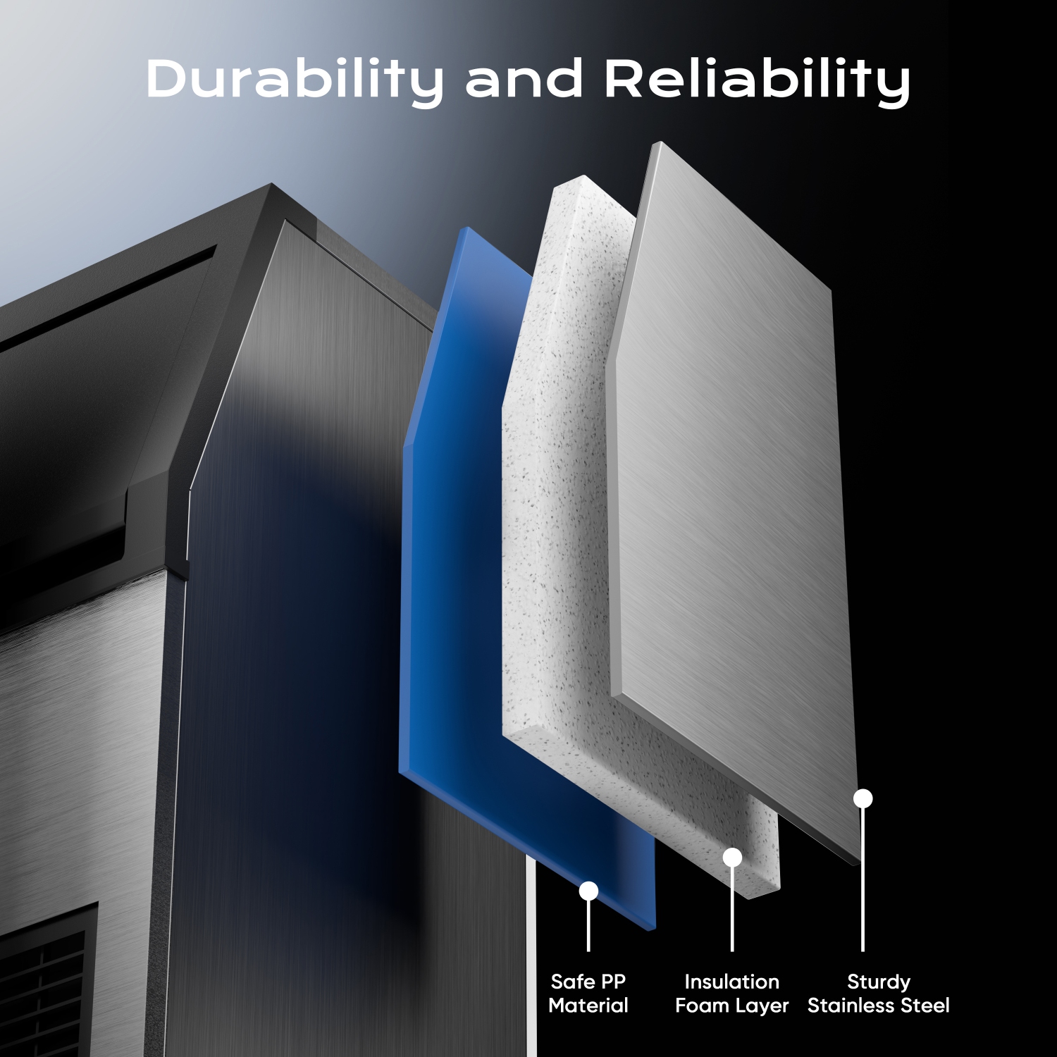 Coolake Air Cooled Commercial Under Counter Ice Maker Machine 200lbs/24H with 50lbs Storage| Cube Ice Stainless Steel Self-Cleaning Freestanding Ice