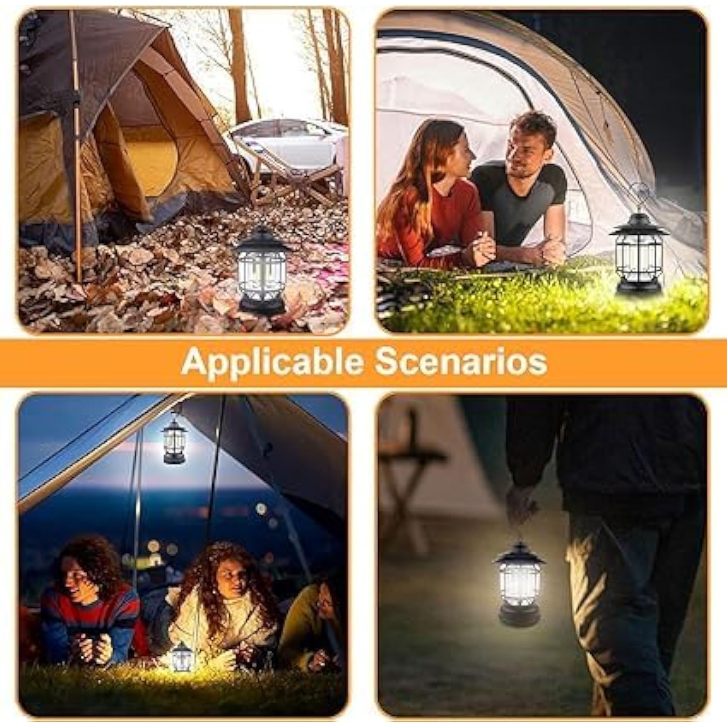 Lampe de tente portative multifonction LED pour camping extérieur - type de pile [noir]