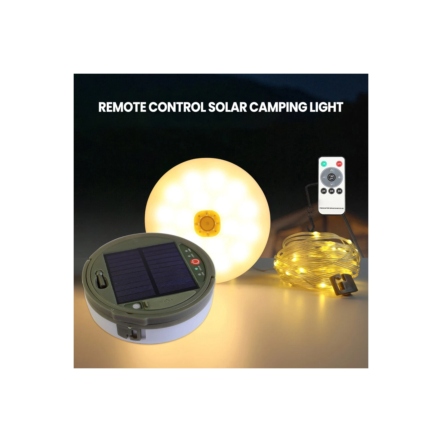 Multifunctional outdoor camping light solar atmosphere light LED light string hanging tent canopy light small color light string - large - warm white