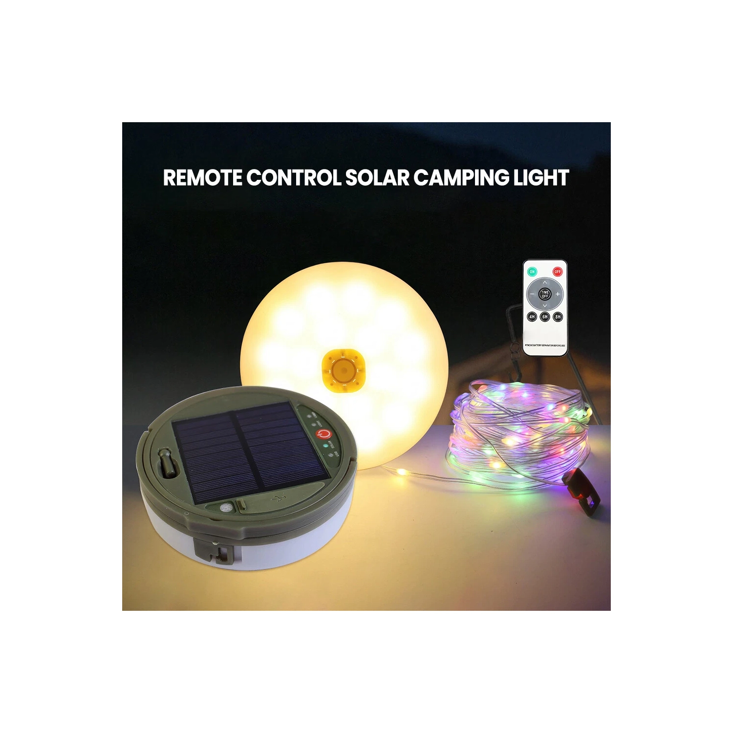 Multifunctional outdoor camping light solar atmosphere light LED light string hanging tent canopy light small color light string - large - color [10