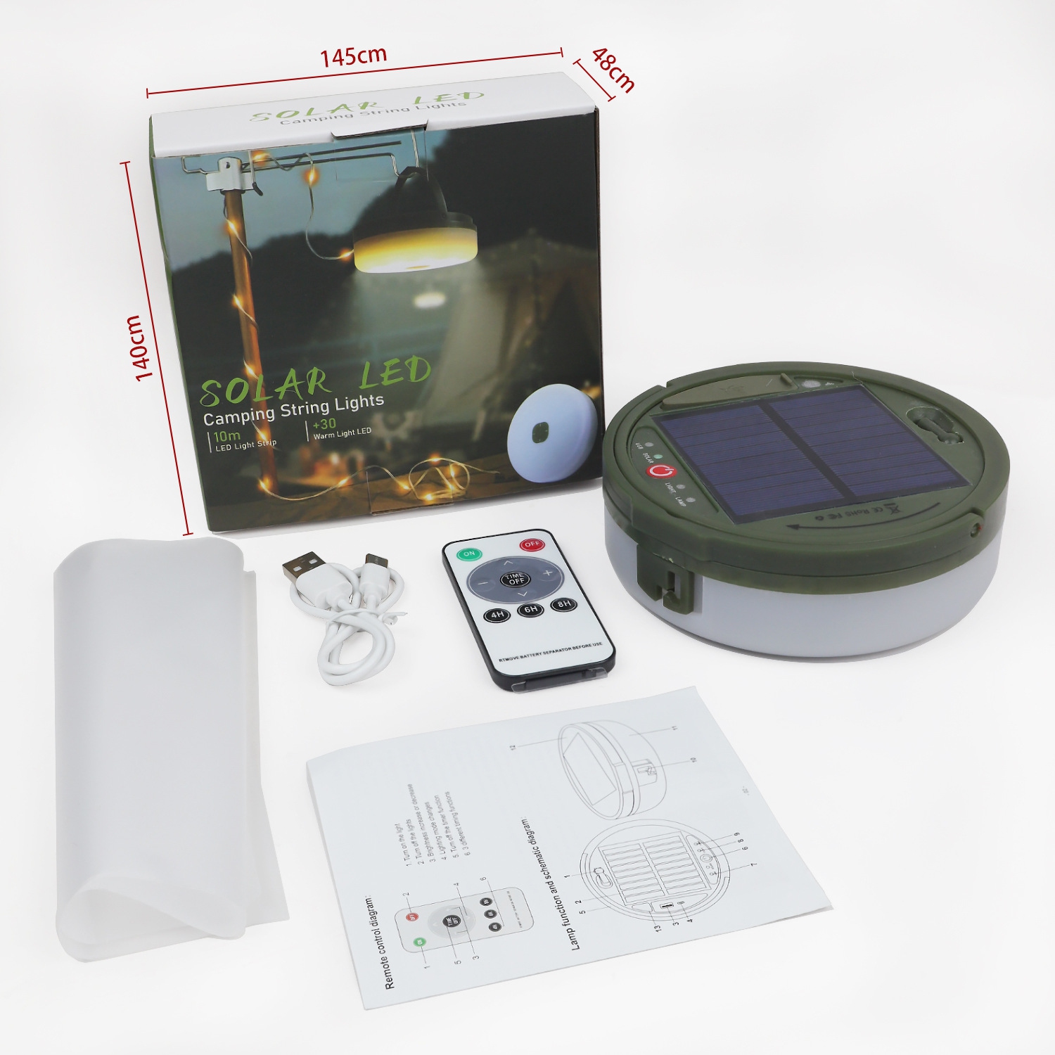 Multifunctional outdoor camping light solar atmosphere light LED light string hanging tent canopy light small color light string - small - infinite