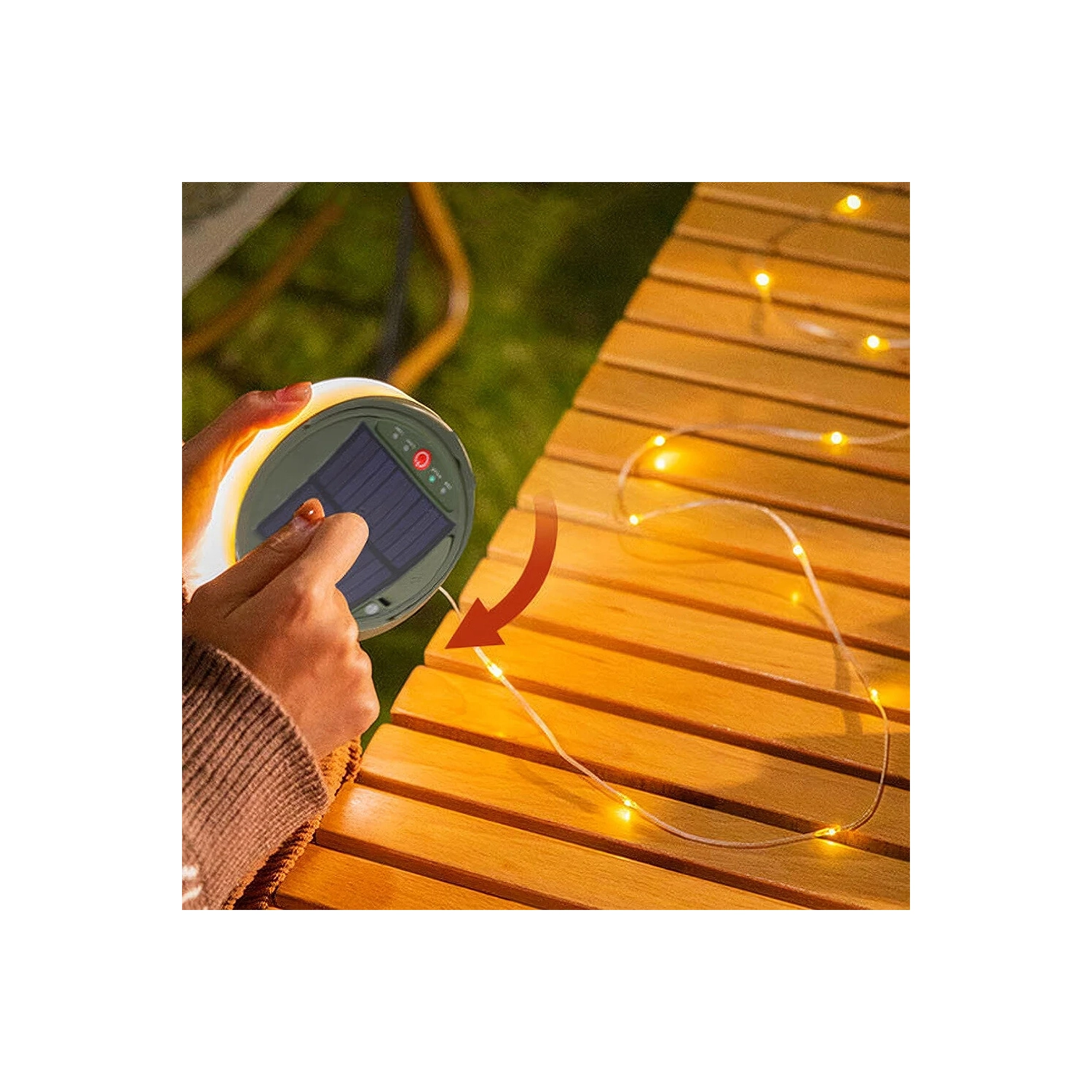 Multifunctional outdoor camping light solar atmosphere light LED light string hanging tent canopy light small color light string - large - white [10