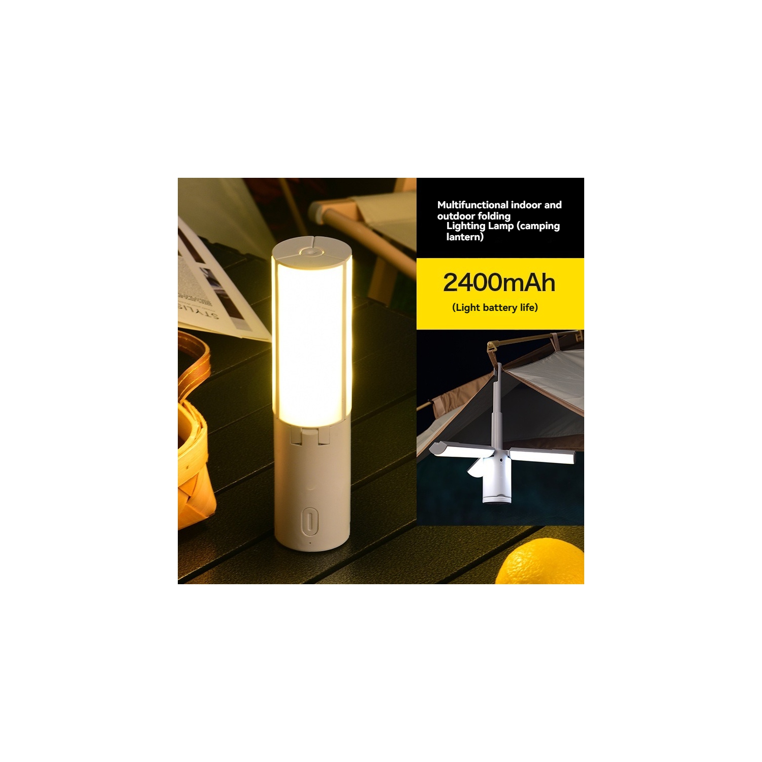 Outdoor multi-function folding camping light tent atmosphere light hand-held hanging light camping lantern lighting lamp - low battery life