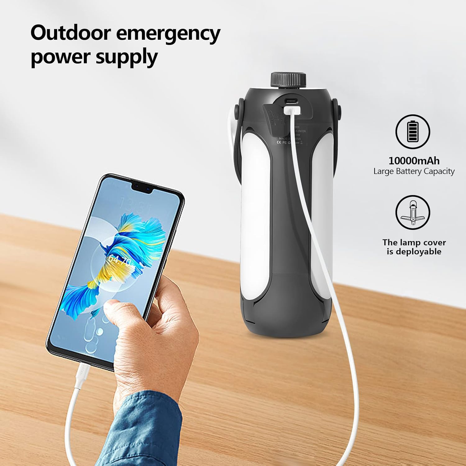 Outdoor camping light three-tone 10,000 mAh portable USB emergency charging light camping tent light - green