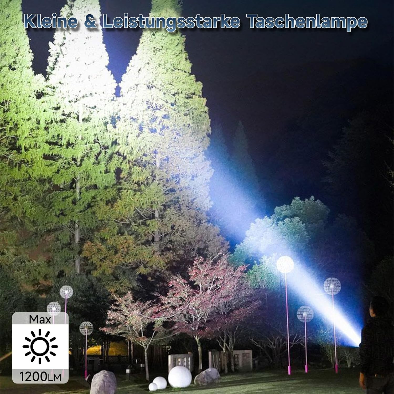 Mini Flashlight, Super Bright LED Flashlight, 1200 Lumens, Small Light, USB C Rechargeable, 5 Modes, IPX6 Waterproof, Suitable for Outdoor