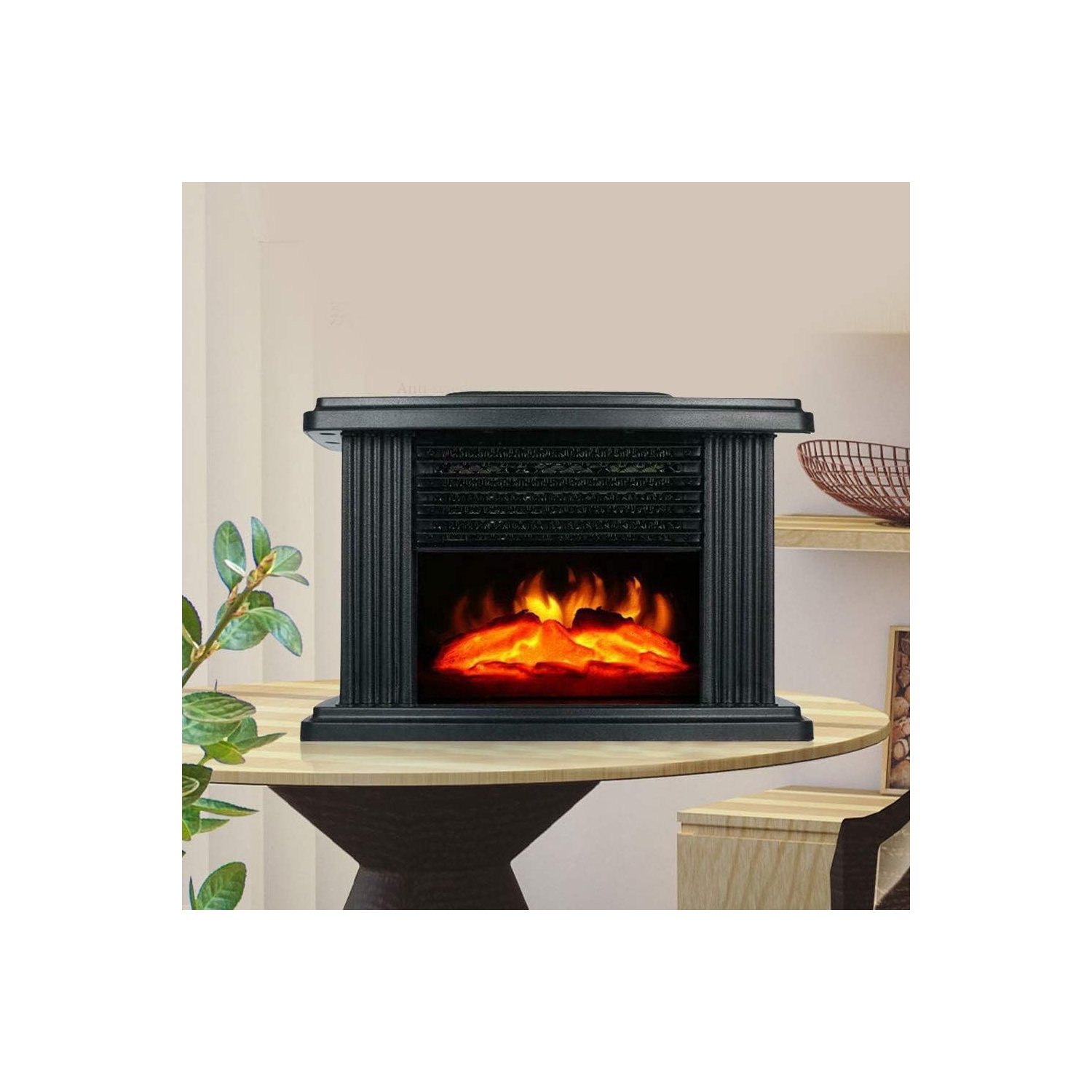 Mini-foyer chauffant - Effet de flamme réaliste | Télécommande | Silencieux et portatif | Idéal pour la décoration et le chauffage à la maison ou au