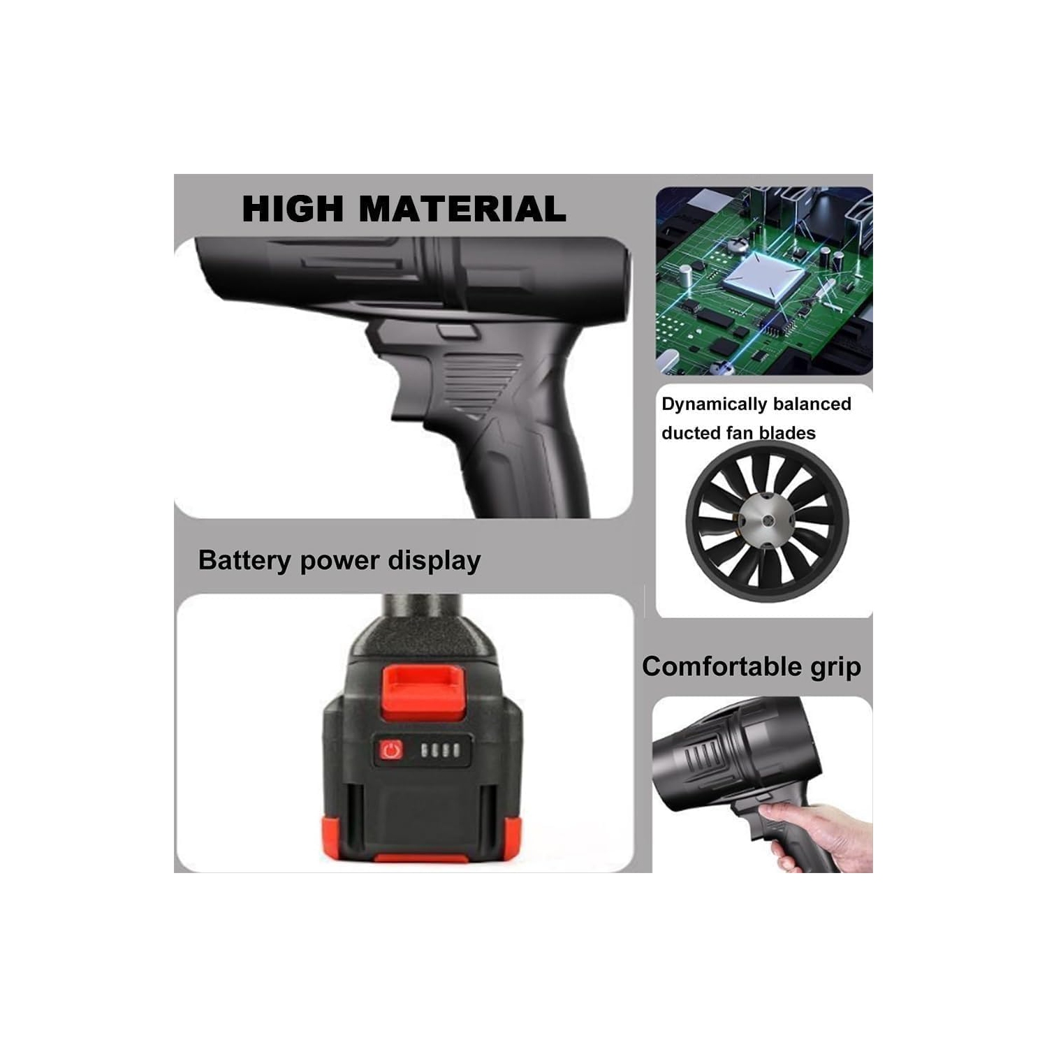 Cordless Powerful Blower - High Pressure and Power | Lithium Battery Handheld Hair Dryer | Industrial-Grade Electric Leaf/Dust/Snow Blower