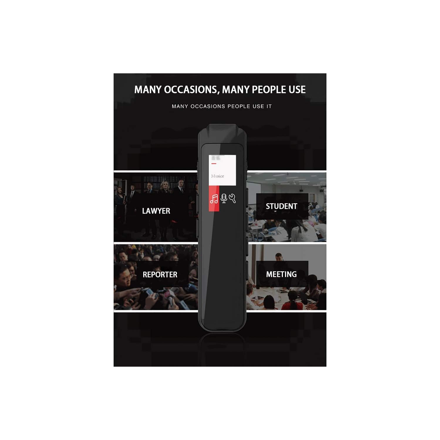 Recording pen HD professional noise reduction student mp3 lossless player recorder mini recorder - 64GB