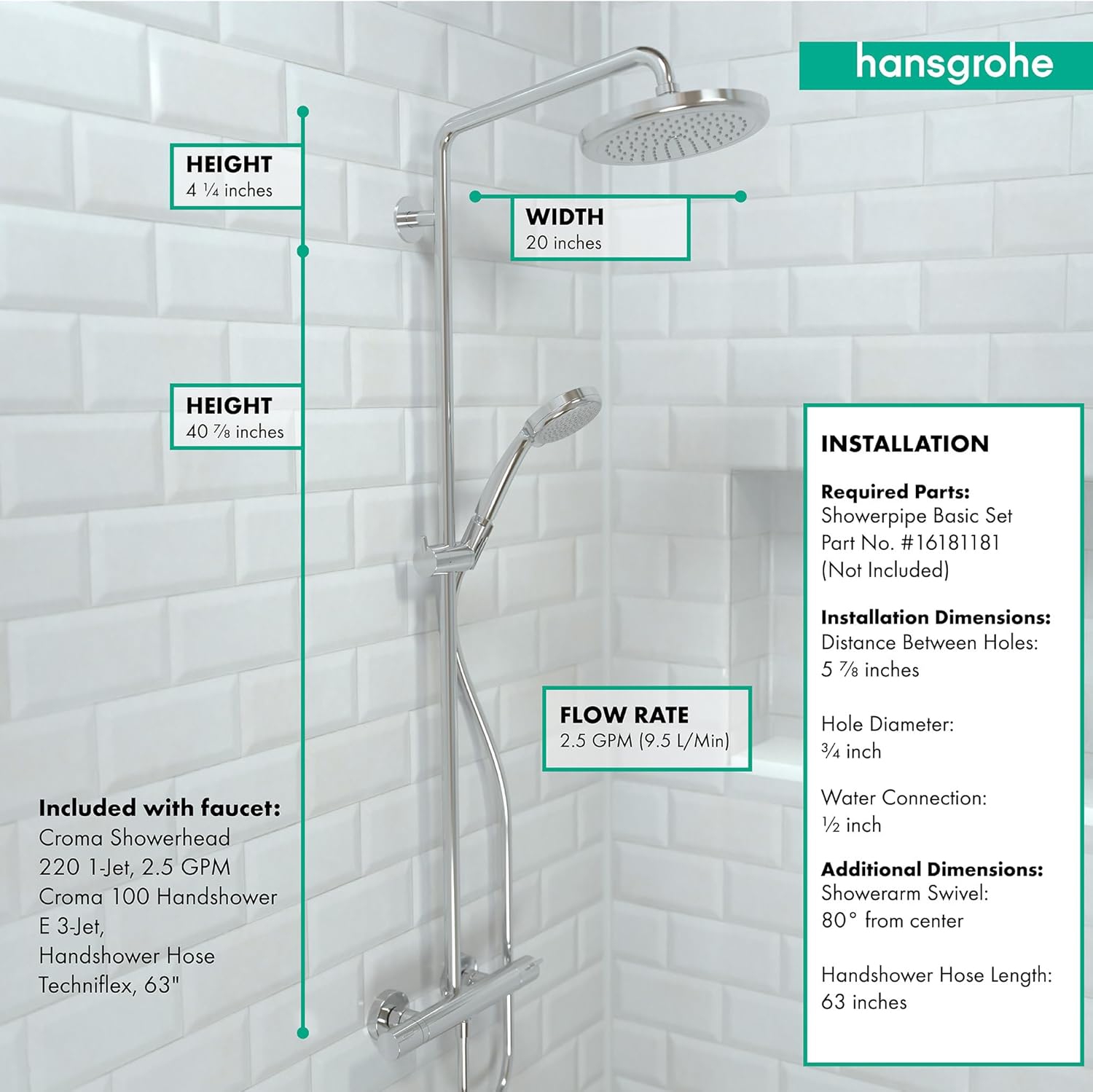 Croma 220 Shower Faucet Finish: Chrome