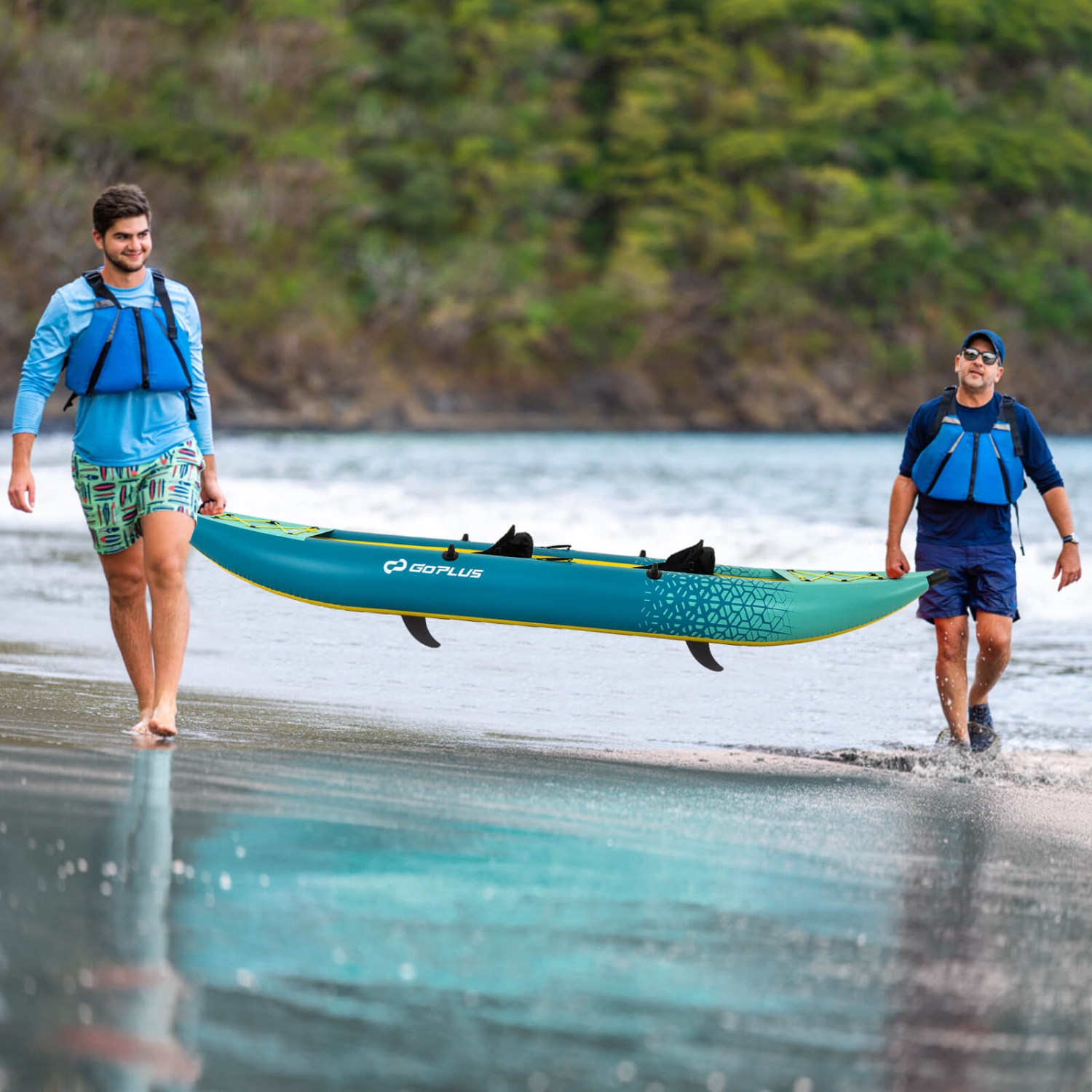 Ensemble de kayak gonflable portatif pour 2&nbsp;personnes de Goplus avec siège rembourré en EVA pour rames en aluminium