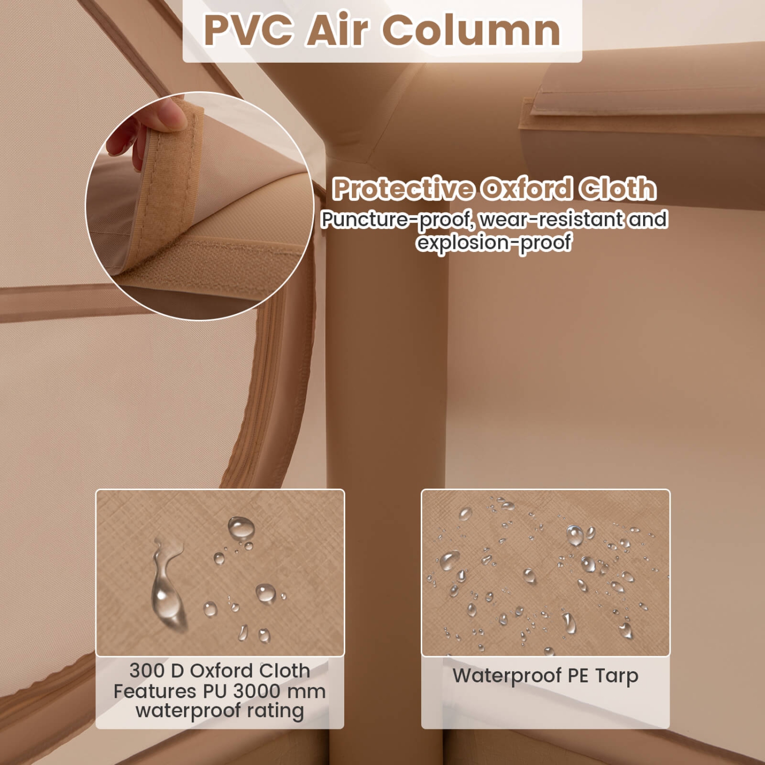 Costway Inflatable Camping Tent 4-6 People Waterproof Blow-up Air Tent with Porch, Pump