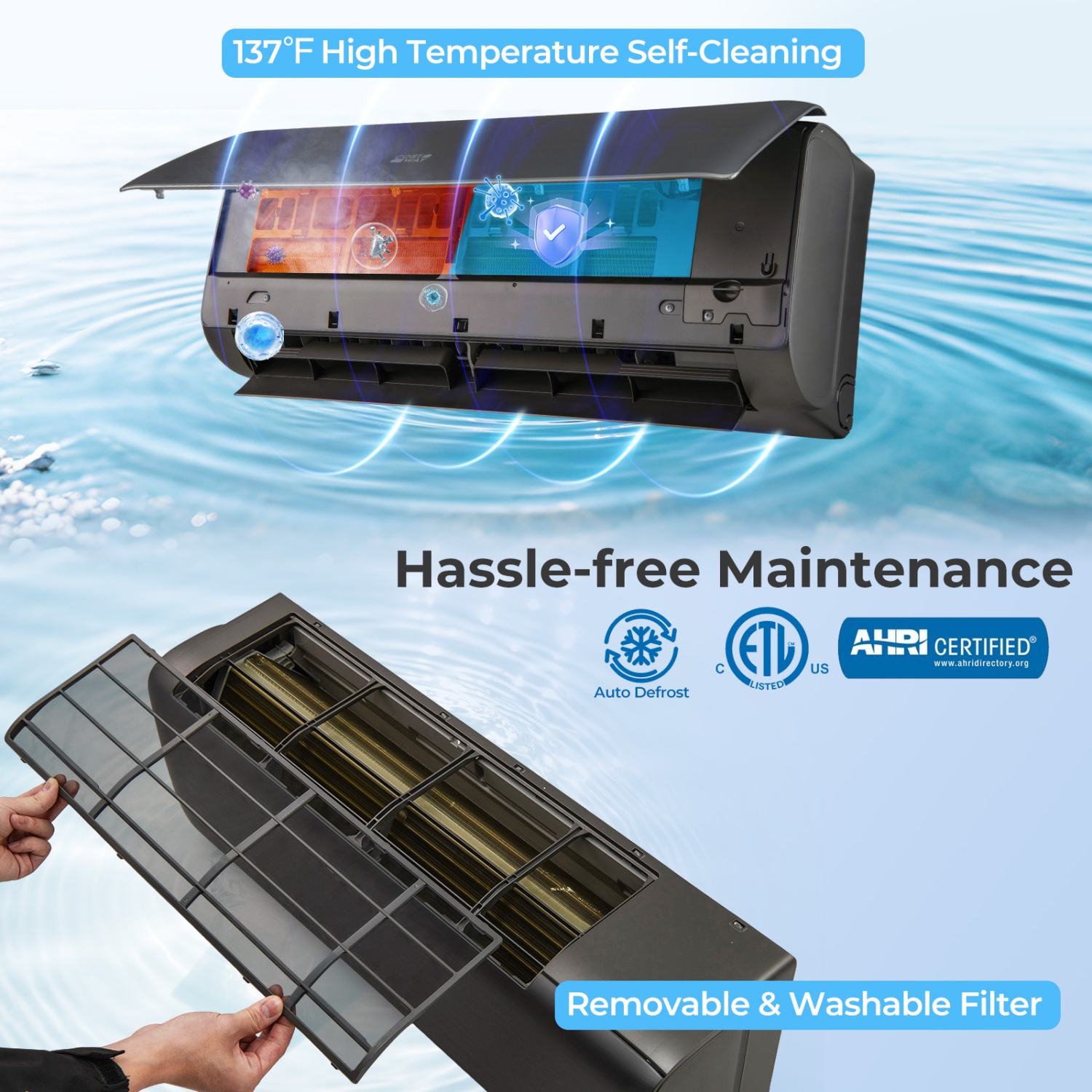 Costway 12000BTU Wifi Enabled Mini Split AC 22 SEER2115V Inverter Air Conditioner White/Gray