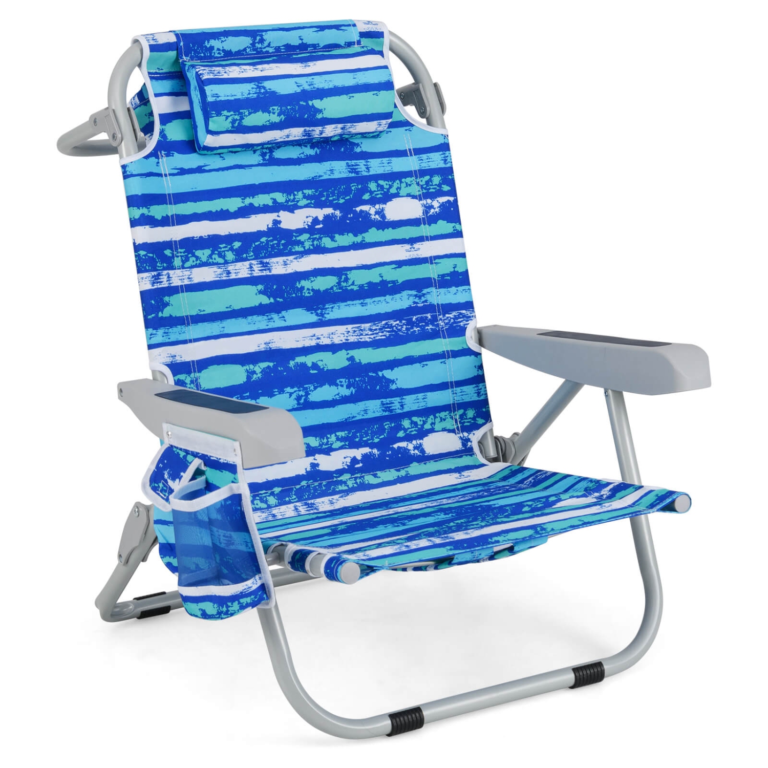 Chaise de plage pliable 1 PCS de Goplus pour chaise de camping en aluminium léger pour adulte avec sac de rangement bleu marine