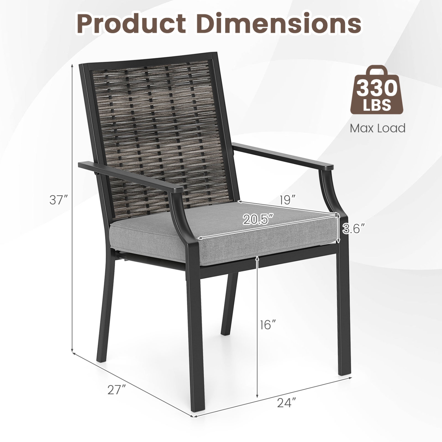 Ensemble de chaises de patio en osier de Costway – Ensemble de fauteuils en rotin empilables avec coussins amovibles 2/4