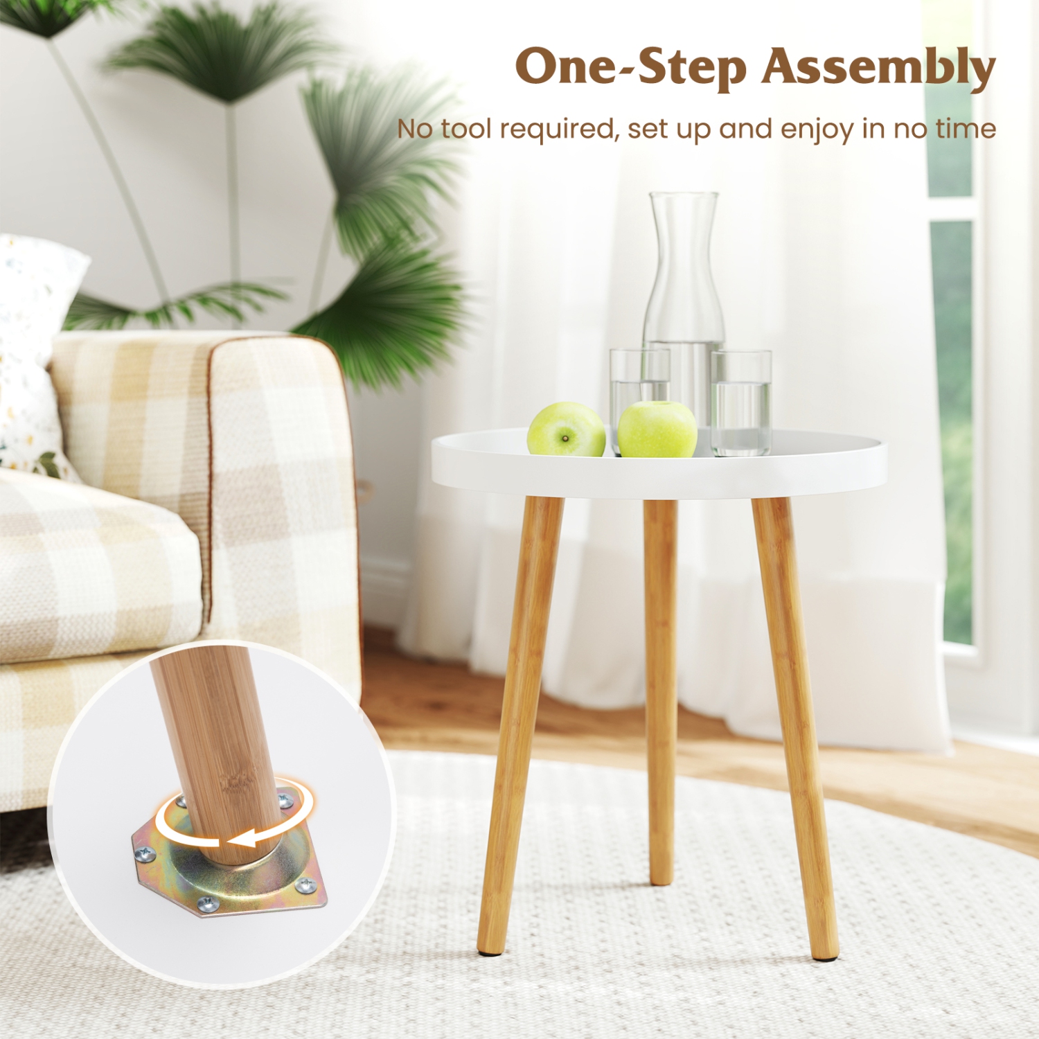 Table d'appoint ronde de Costway Table d'appoint Table basse Table de chevet Mobilier pour la maison