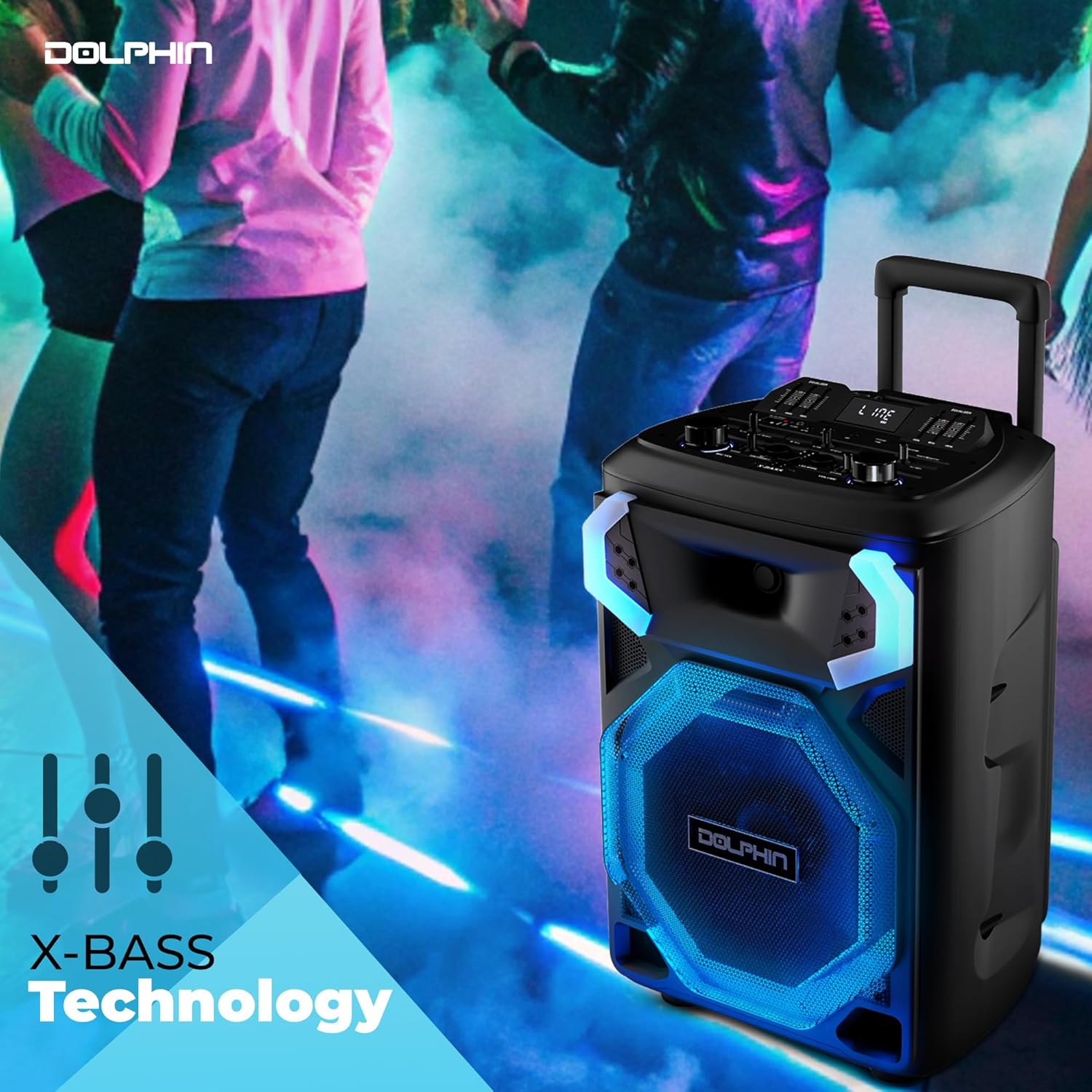 Dolphin SP-3112RBT Portable Bluetooth Party Speaker with 12” Woofer and Wireless Microphone