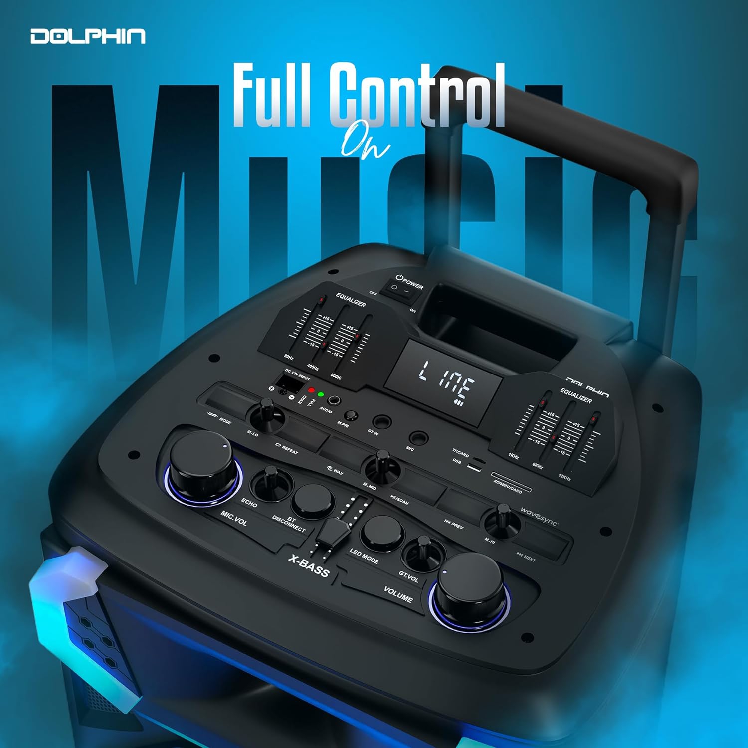 Dolphin SP-3112RBT Portable Bluetooth Party Speaker with 12” Woofer and Wireless Microphone