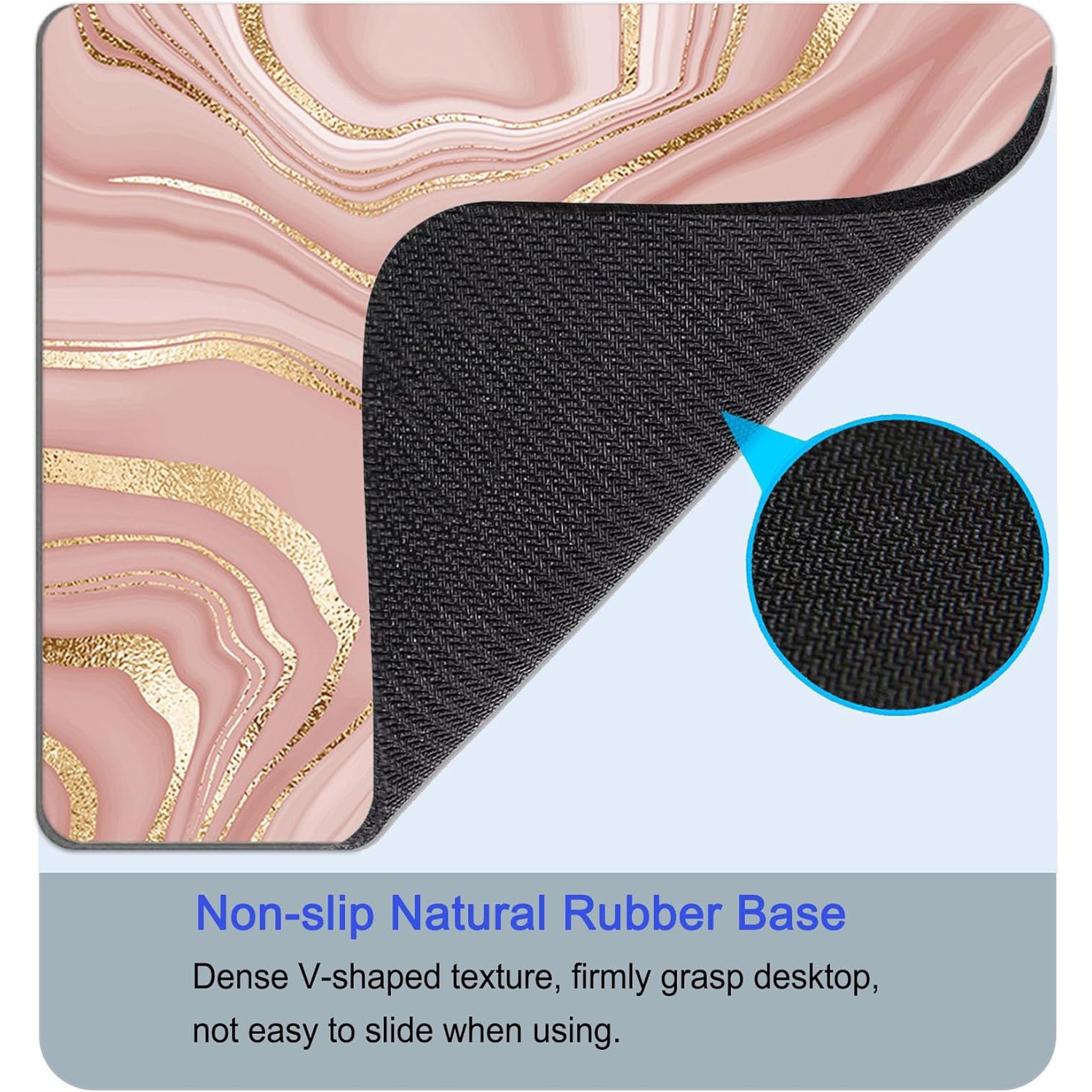 Tapis de souris de jeu Wave bleu et blanc japonais XL Base antidérapante en caoutchouc Tapis de souris bords cousus Sous-main de bureau Grand tapis