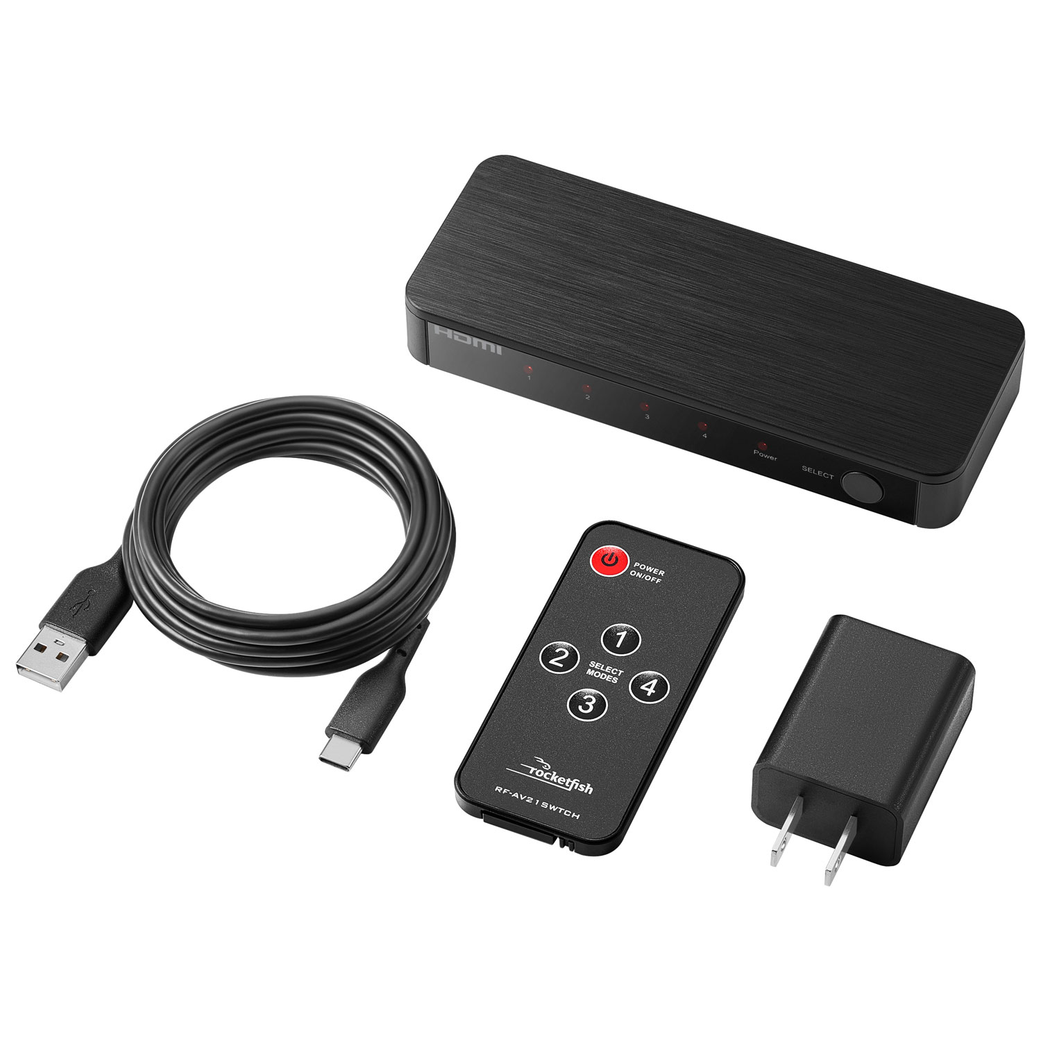 Rocketfish 4-Port 8K UHD HDMI Switch - Black - Only at Best Buy