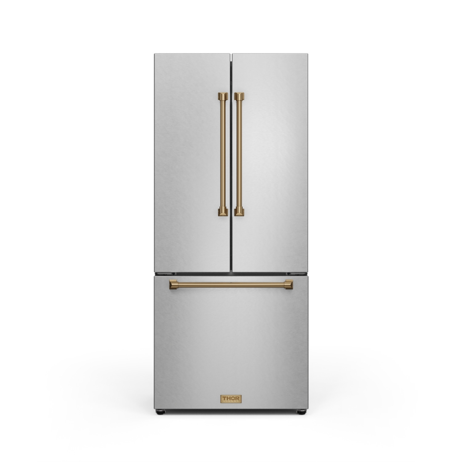 Gordon Ramsay by THOR Kitchen 30 Inch 17.7 cu ft French Door Counter Depth Refrigerator with Ice Maker in Stainless Steel/Bronze