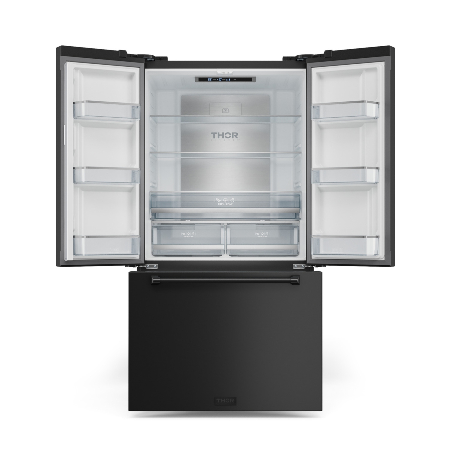 Gordon Ramsay by THOR Kitchen 36 Inch 20.3 cu ft French Door Counter Depth Refrigerator with Ice Maker in Black