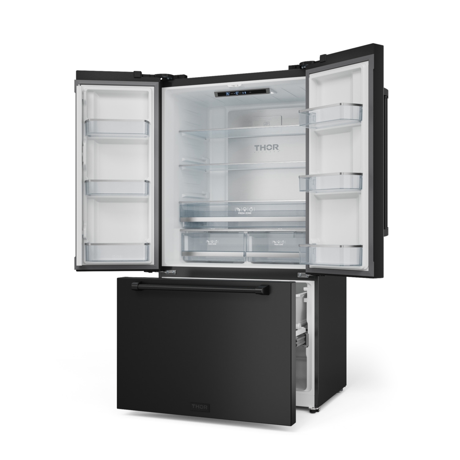 Gordon Ramsay by THOR Kitchen 36 Inch 20.3 cu ft French Door Counter Depth Refrigerator with Ice Maker in Black