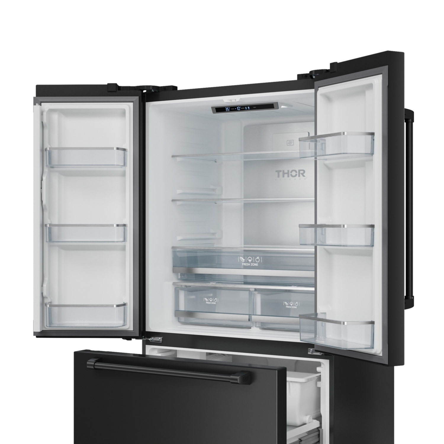 Gordon Ramsay by THOR Kitchen 36 Inch 20.3 cu ft French Door Counter Depth Refrigerator with Ice Maker in Black