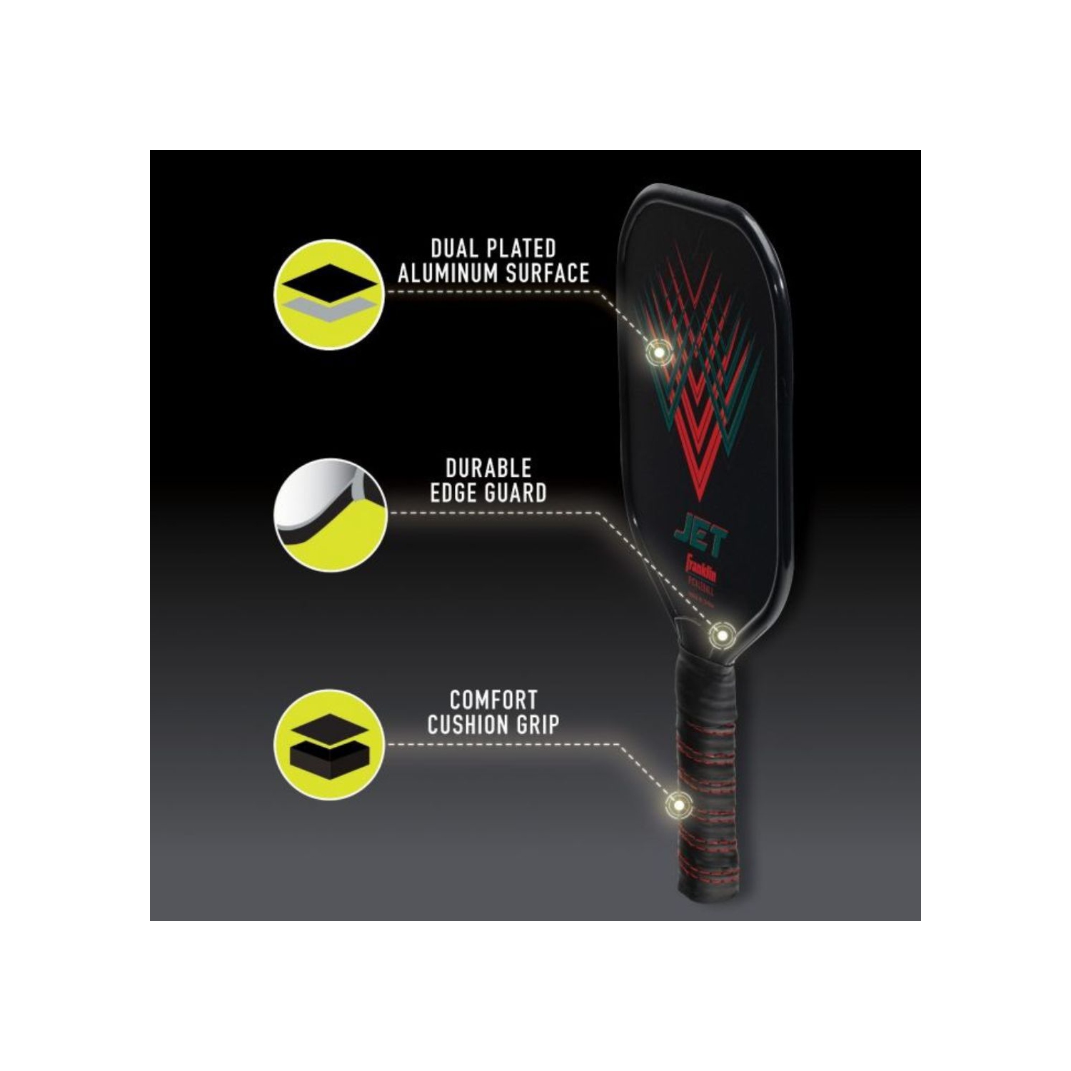 Jet Aluminum Pickleball Paddle - Red - Single