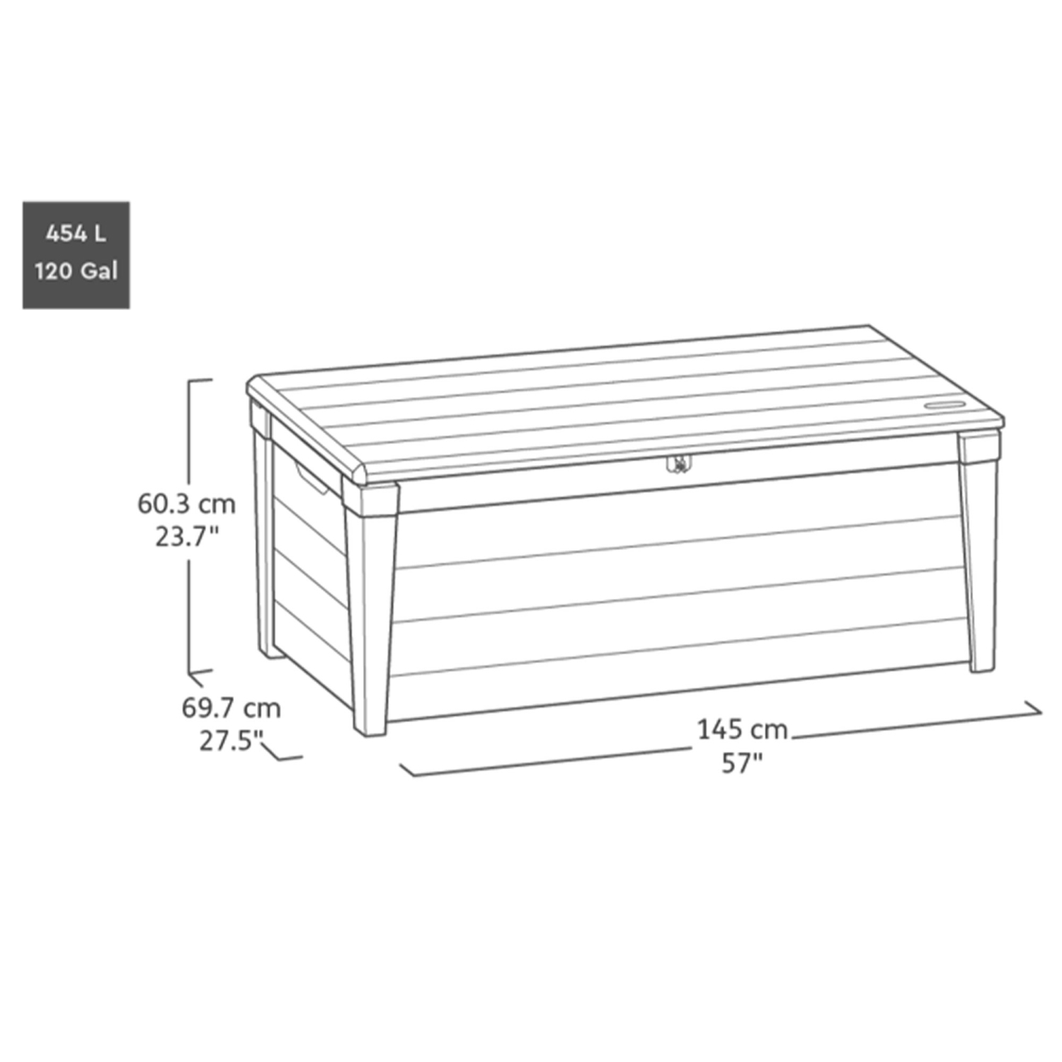 Keter – Banc de rangement pour terrasse en résine résistante aux intempéries Brightwood 120&nbsp;gal, brun