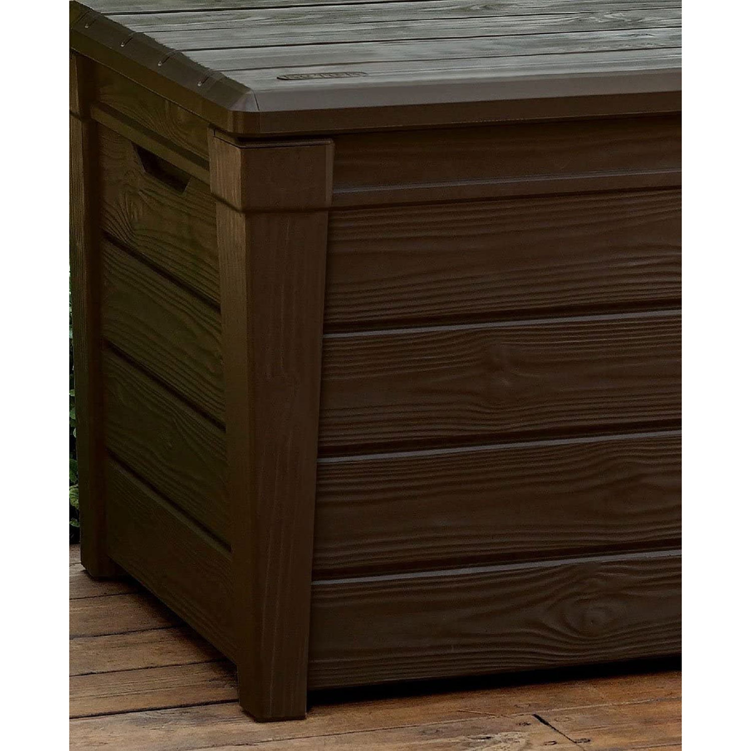 Keter – Banc de rangement pour terrasse en résine résistante aux intempéries Brightwood 120&nbsp;gal, brun