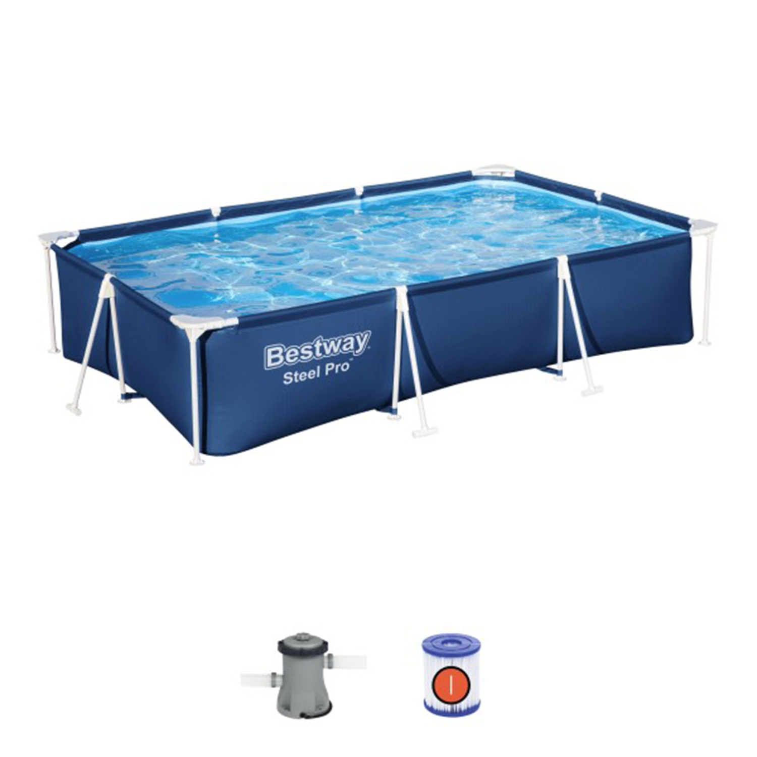 Bestway Steel Pro 9.8' x 6.6' x 26" Rectangular Above Ground Swimming Pool Set
