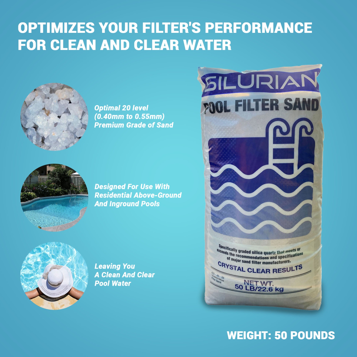 U.S. Silica SILURIAN 20 Grade Angular Pool Filter Sand for Optimal Filtration