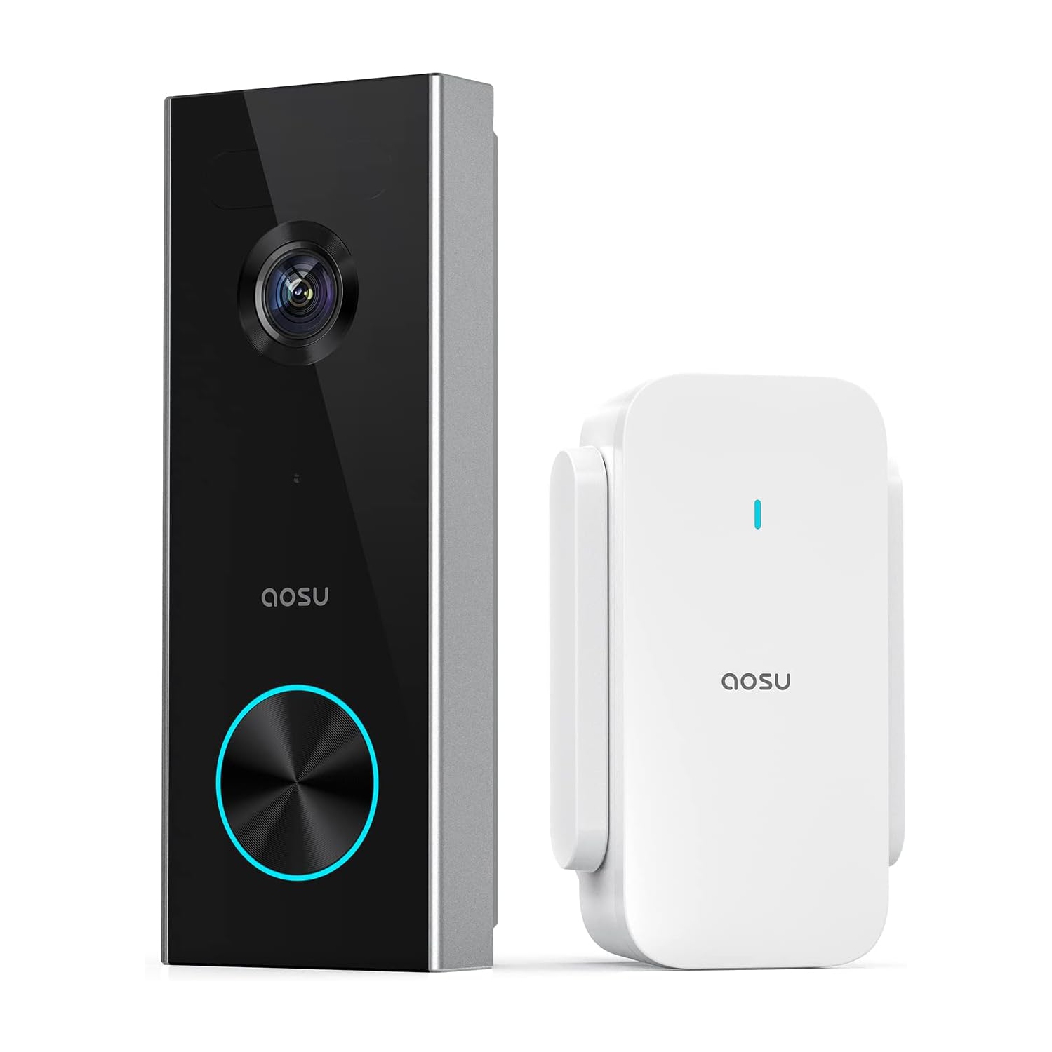 AOSU Battery-Powered Video Doorbell with Chime, 2K Resolution, No Monthly Fees, 2.4GHz WiFi, 180-Day Battery Life, AI Detection