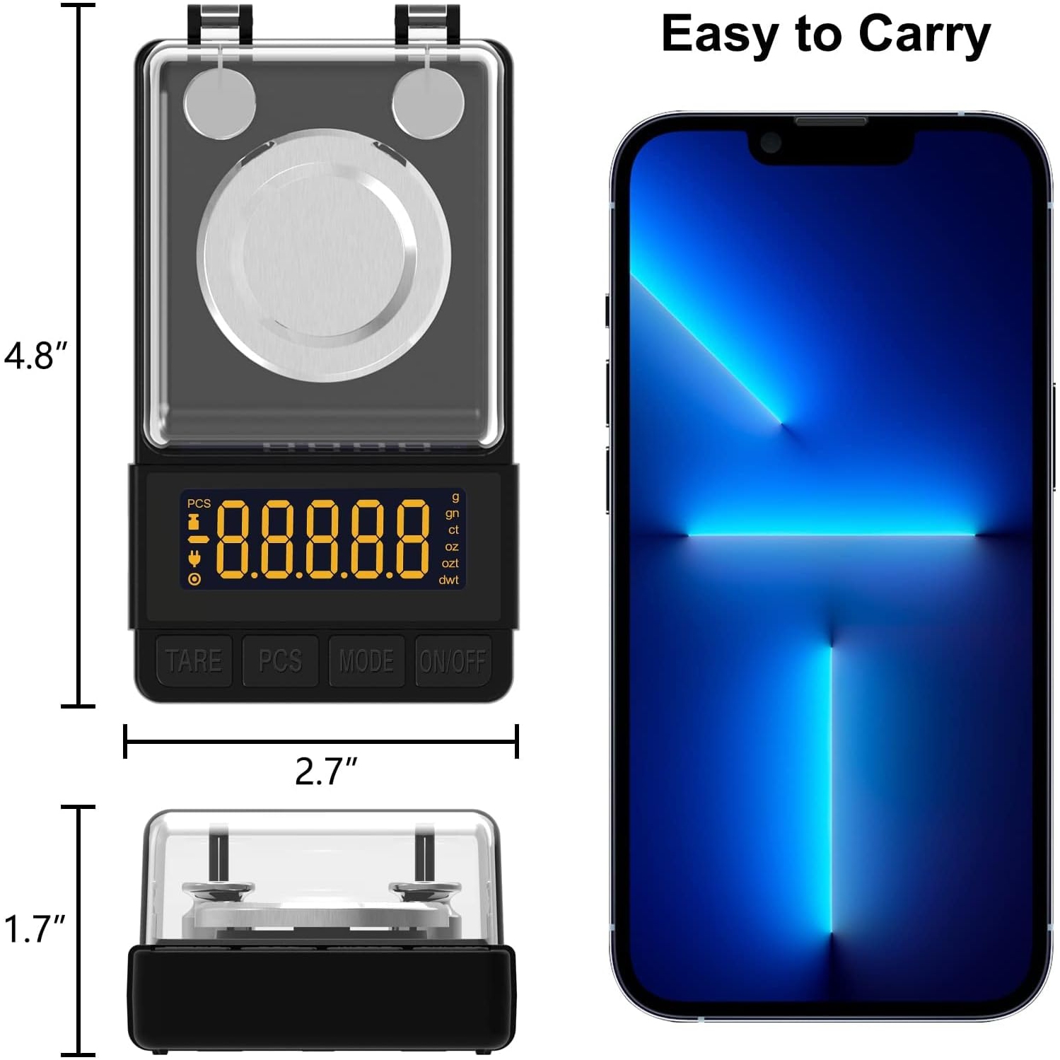 MAXUS Digital Milligram Scale 50g x 0.001g - Compact Mg Scale with Calibration Weight and Accessories - Black Powder Scale for Reloading