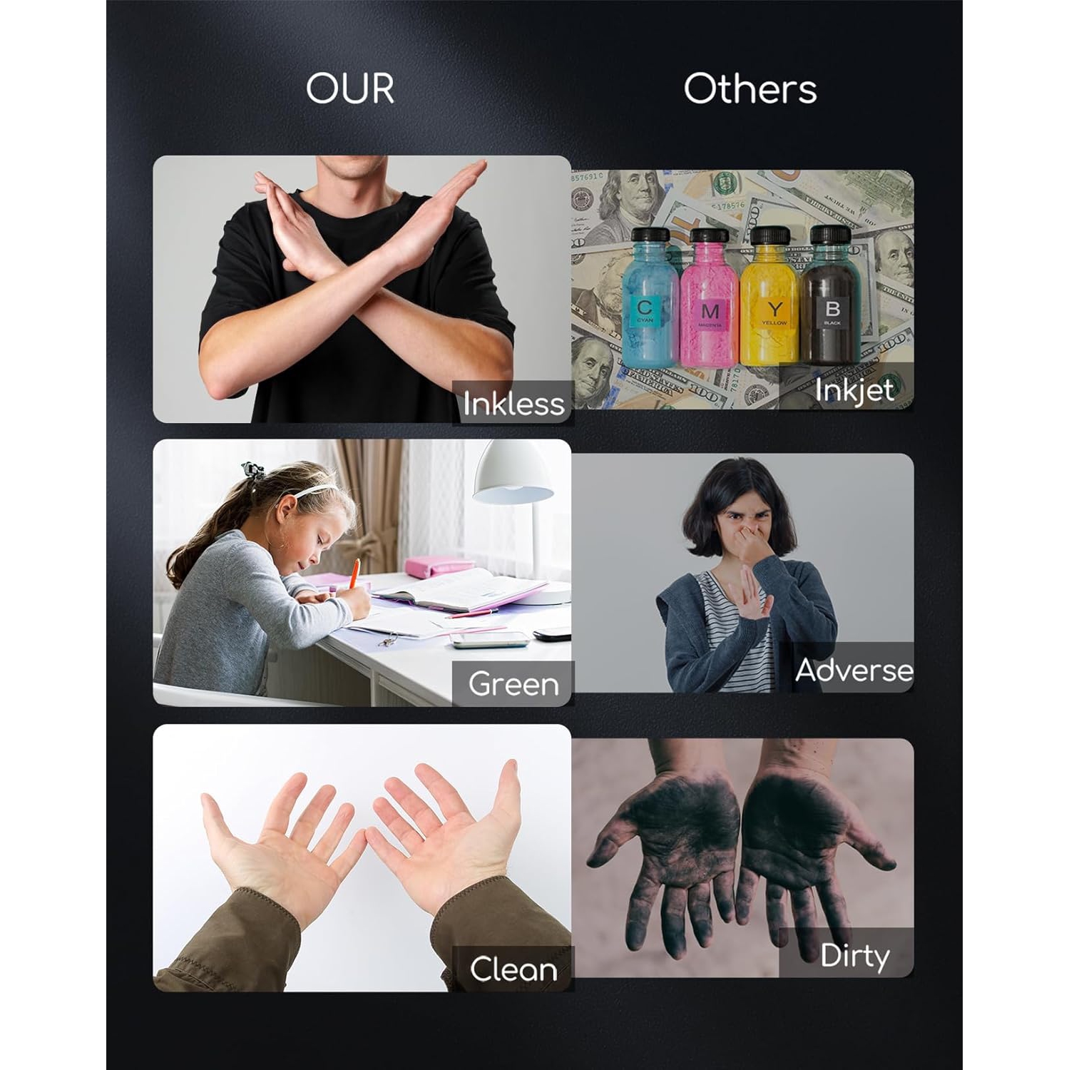 TATTMUSE Portable Thermal Printer - Bluetooth Wireless Inkless Printer for Phone, Laptop, A4, and 8.5" x 11" Paper, Compact Mobile Printer for