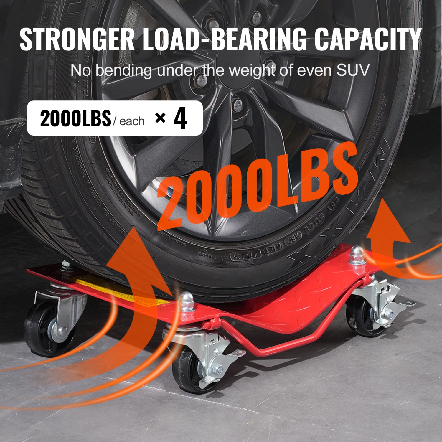 VEVOR 8000 lbs Capacity Wheel Dolly, Heavy-Duty Steel Car Mover, Wheel Dolly Car Tire Stake Set with Brakes, Vehicle Moving Cart Moving Cars, Trucks,