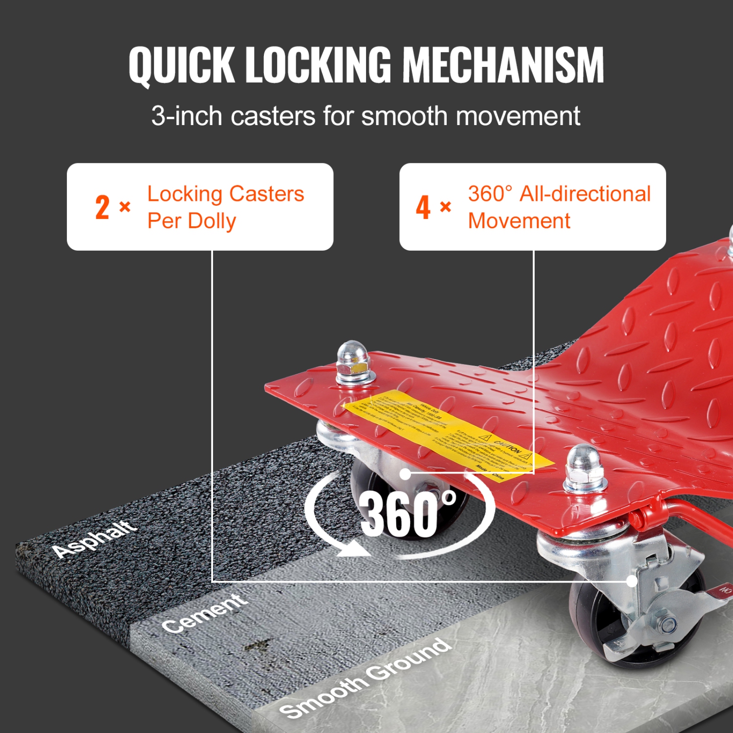 VEVOR 8000 lbs Capacity Wheel Dolly, Heavy-Duty Steel Car Mover, Wheel Dolly Car Tire Stake Set with Brakes, Vehicle Moving Cart Moving Cars, Trucks,