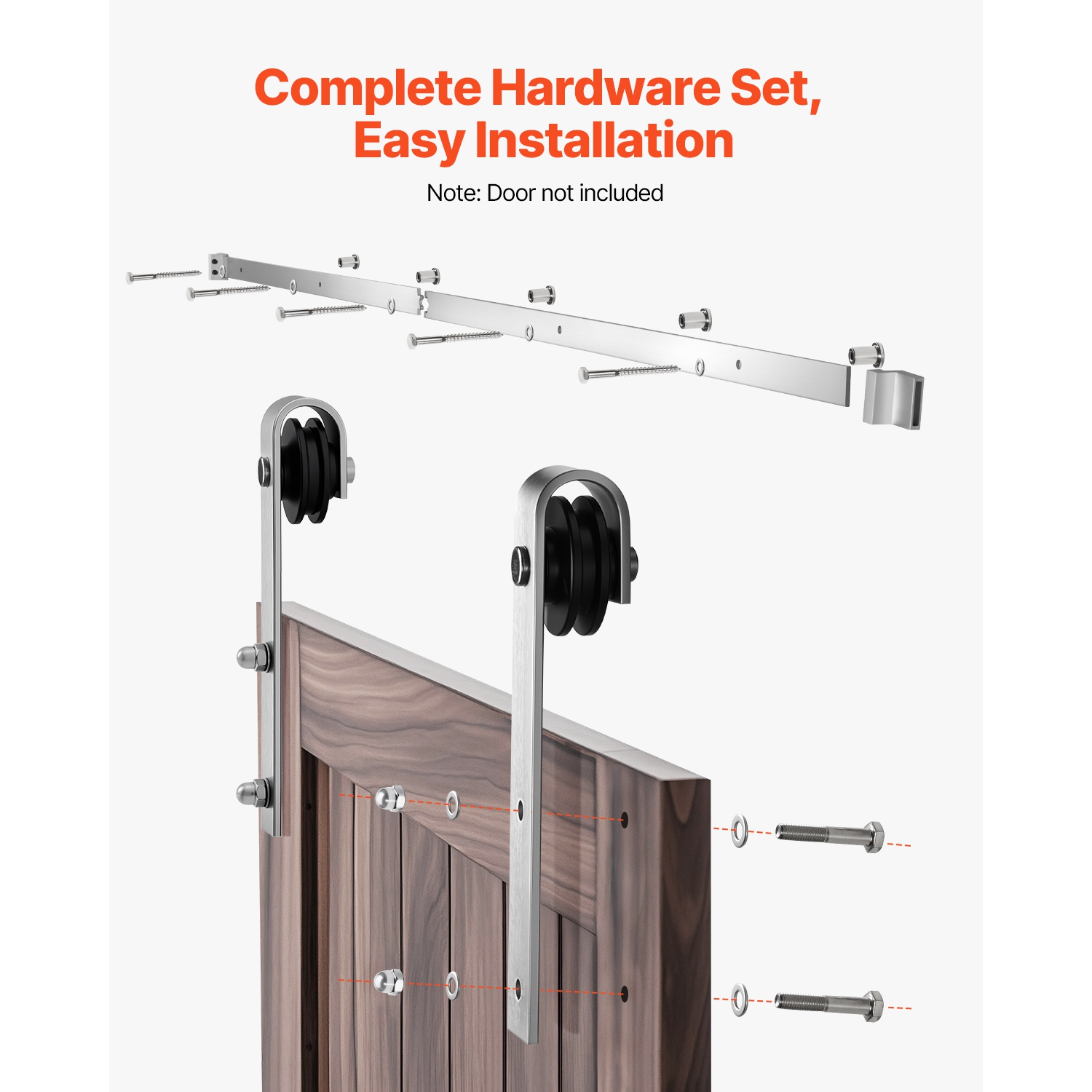 VEVOR 6.6FT Sliding Barn Door Hardware Kit,330 LBS Weight Capacity,Compatible with 36 to 40 Inches Width & 1-3/8 to 1-3/4 Inches Thickness Single