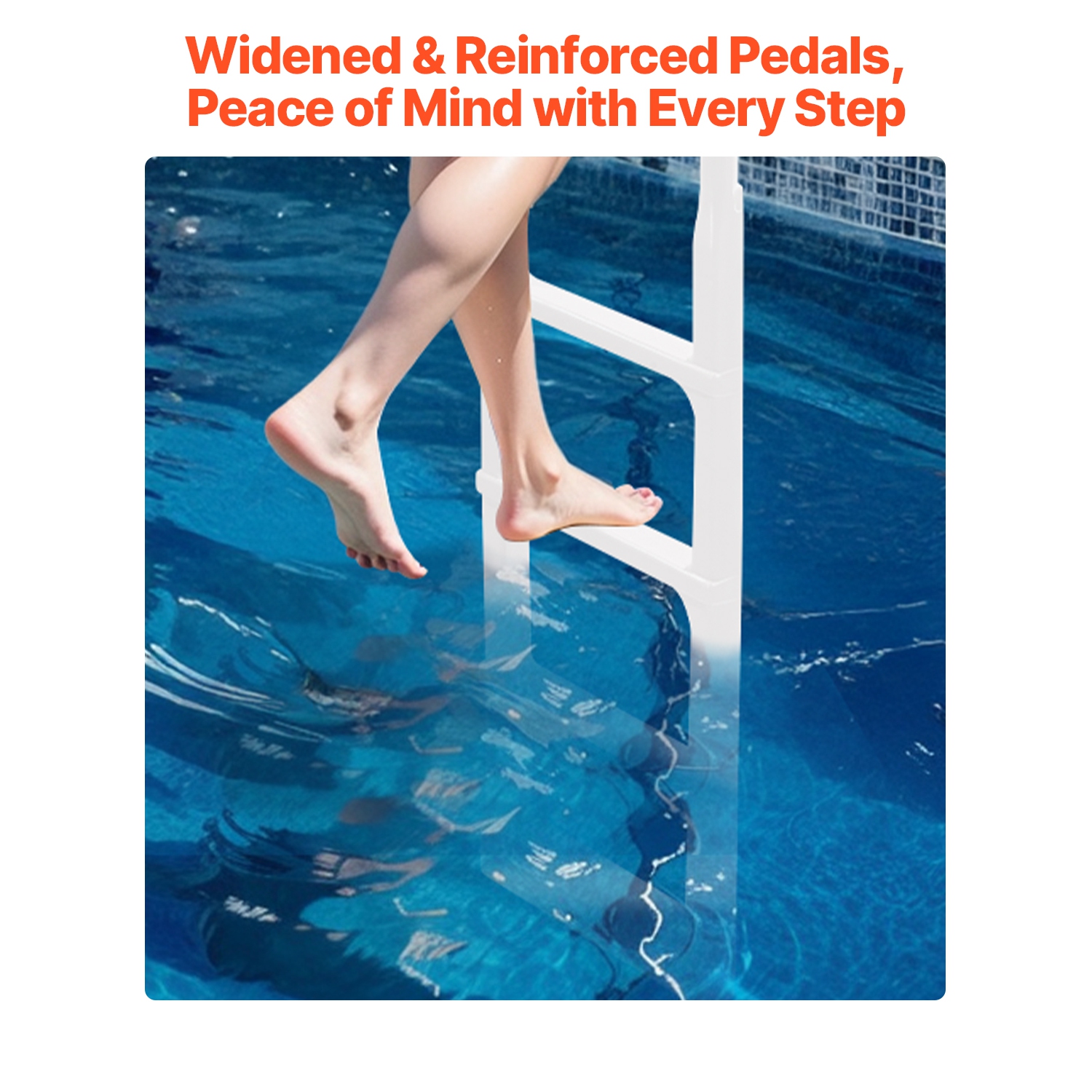 VEVOR 4-Step Swimming Pool Double Handrails Stair, Non-slip Thickened Steps, Load Capacity 300 lb, for 48-54 In Inground & Above-ground Pools of Any