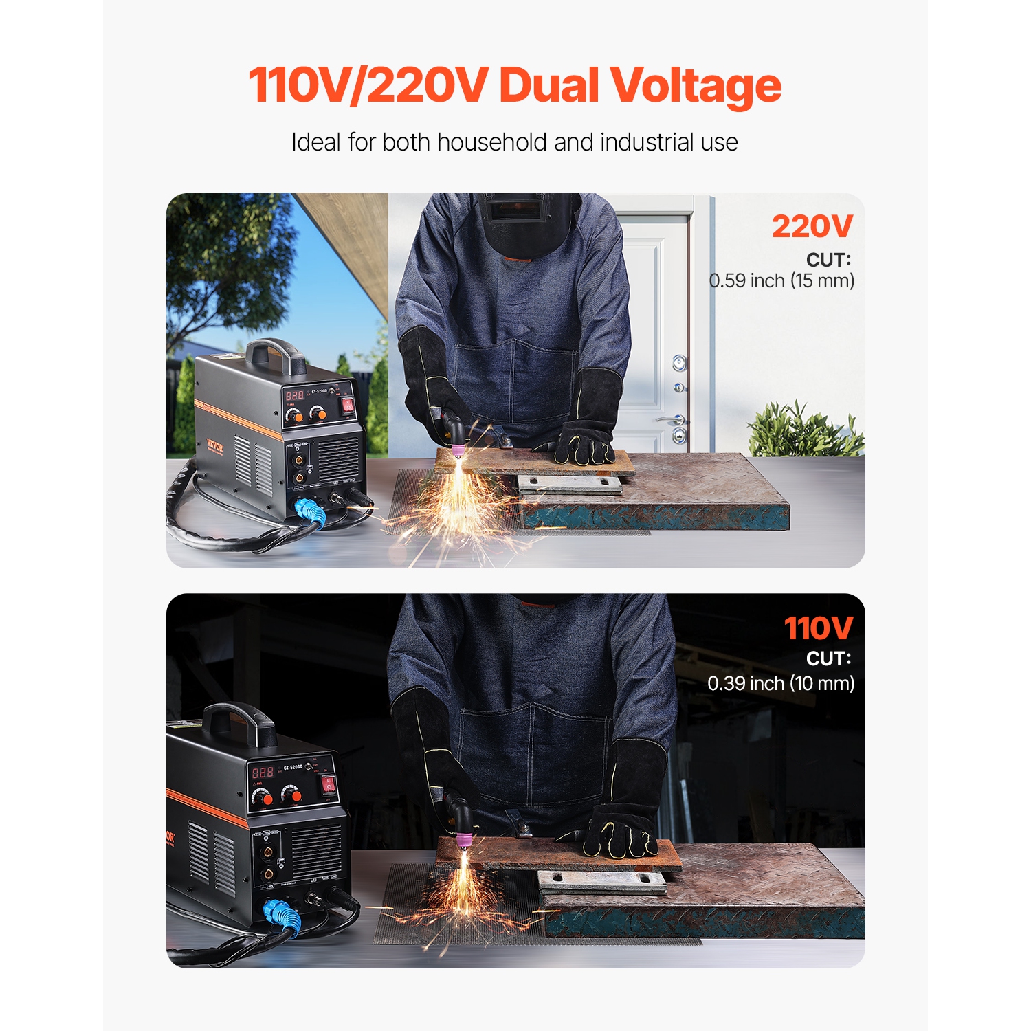 VEVOR 3 in 1 Plasma Cutter Welder Machine, CT-520GD TIG/MMA Plasma Cutter Combo Machine, 30A Non-Touch Pilot Arc, 200A TIG and Stick Welder, Digital