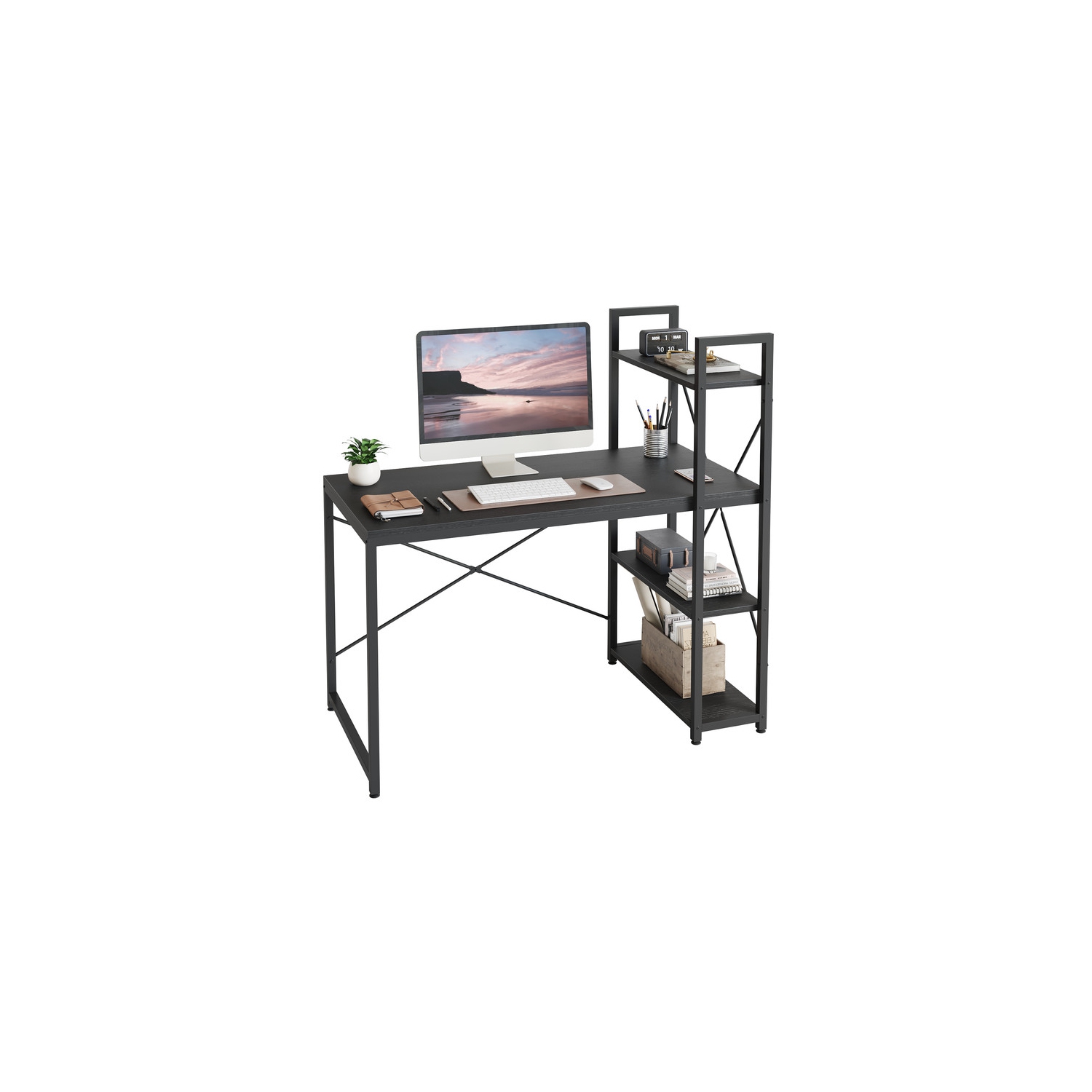 Bestier Home Office Desks with Reversible Bookshelf, 41" Writing Desk