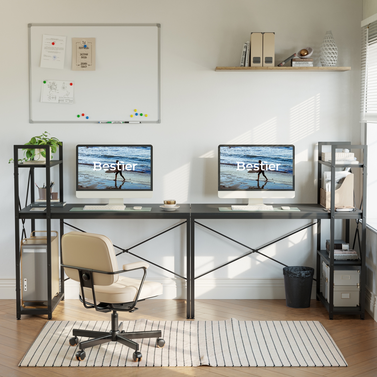Bestier Home Office Desks with Reversible Bookshelf, 41" Writing Desk