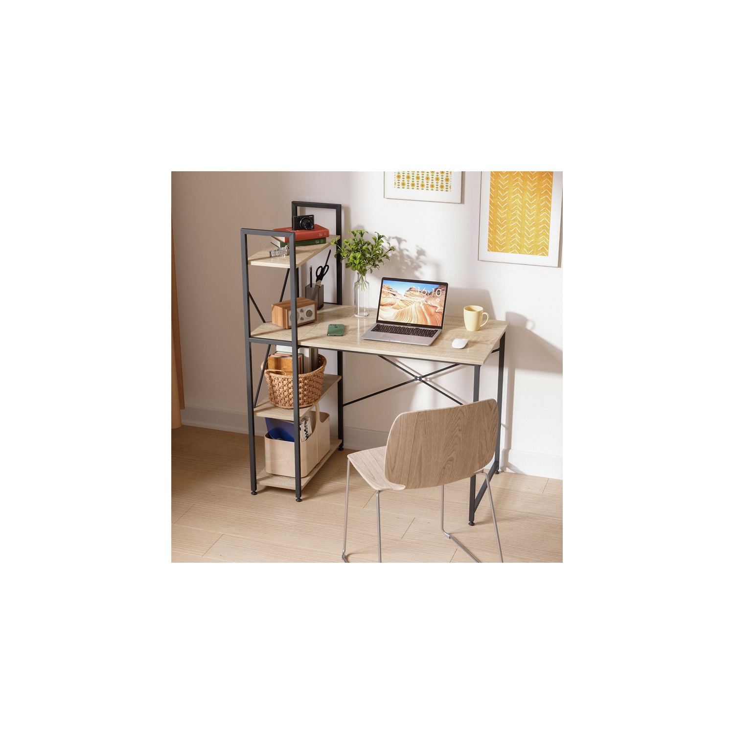 Bestier – Bureaux pour le bureau à domicile avec étagère réversible, bureau de 41&nbsp;po