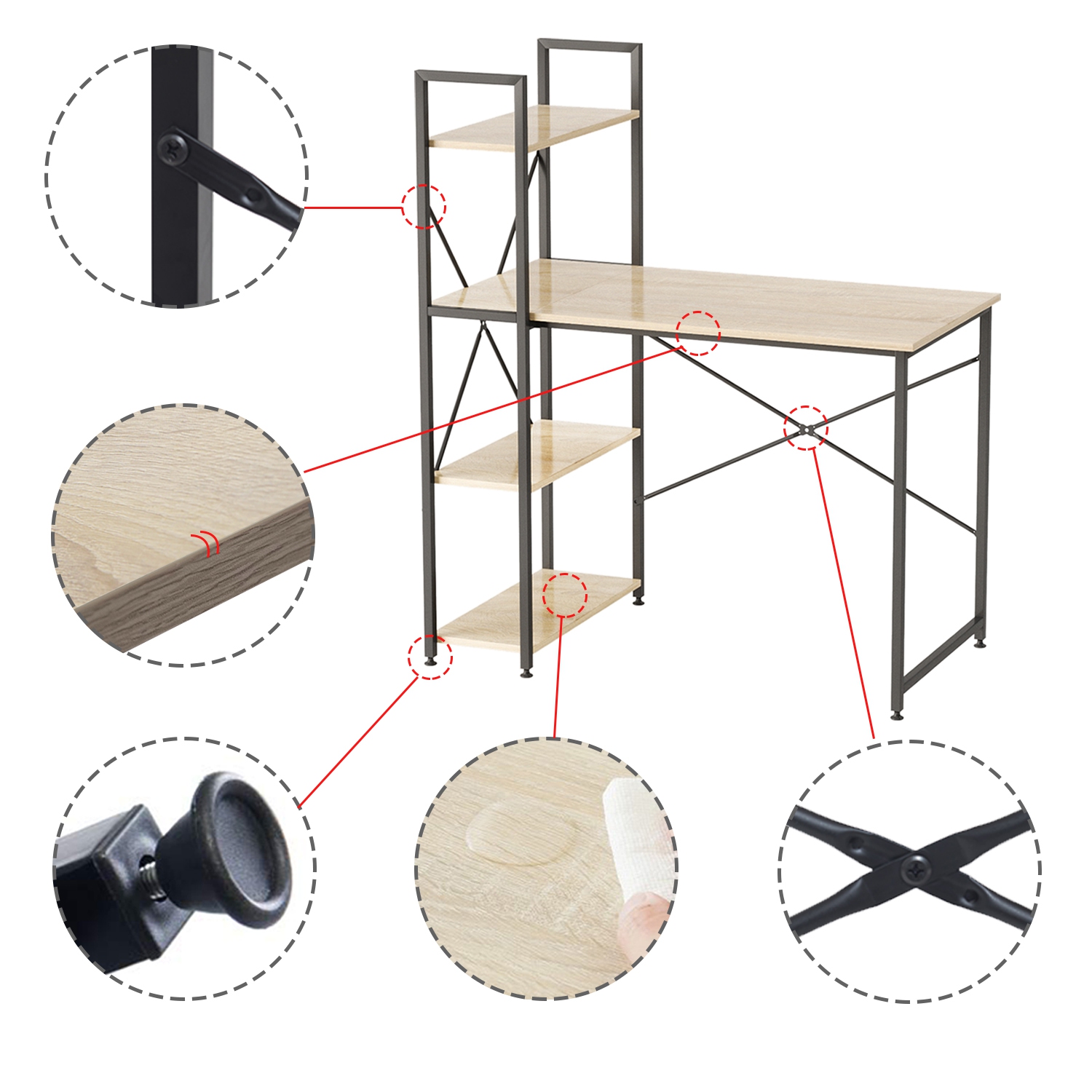 Bestier – Bureaux pour le bureau à domicile avec étagère réversible, bureau de 41&nbsp;po
