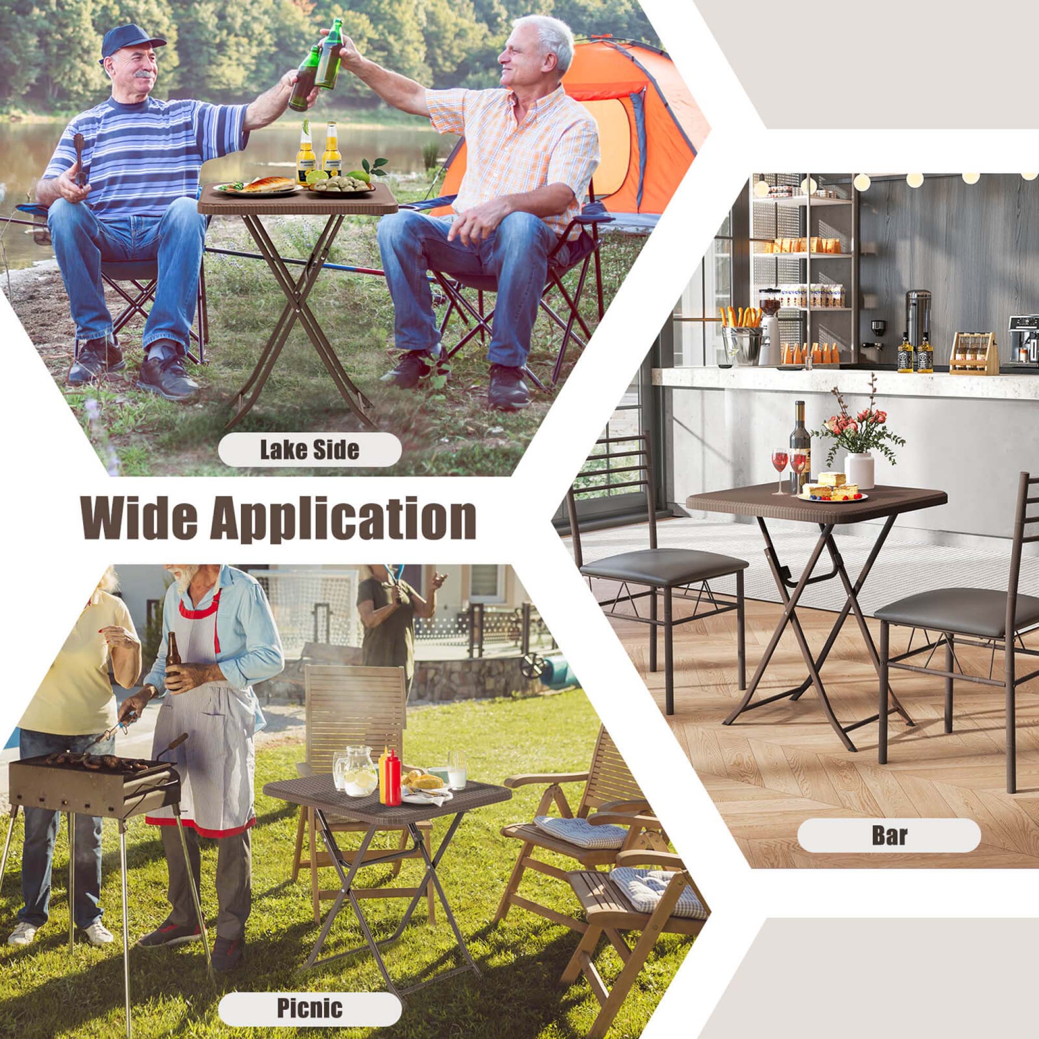 Table pliante carrée 23,5&nbsp;po en plastique pliable intérieur/extérieur de Costway