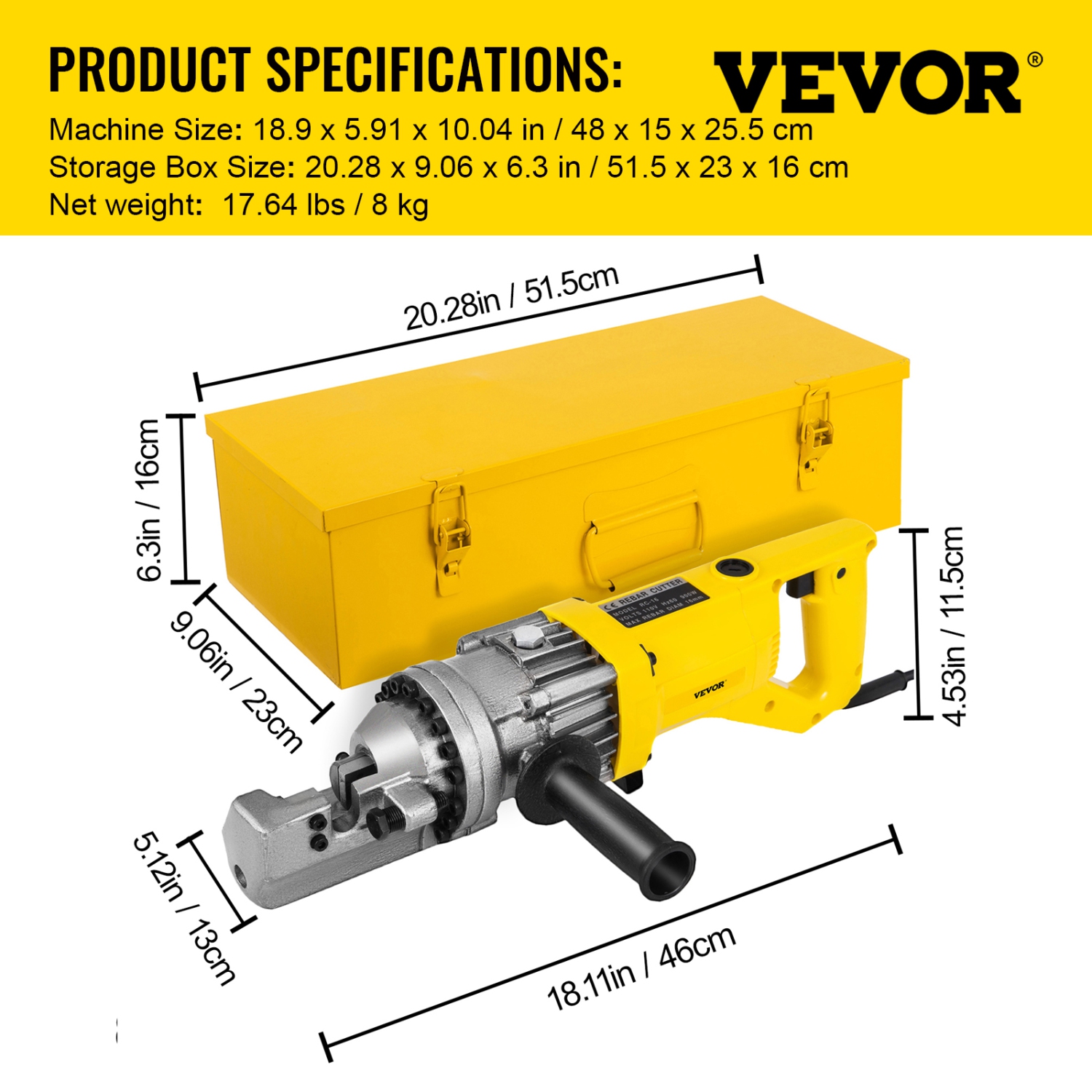 VEVOR 900W Electric Rebar Cutter, Portable Electric Hydraulic Rebar Cutter, Cutting up to 5/8 Inch #5 4-16mm Rebar within 3 Seconds, 110V, with Easy