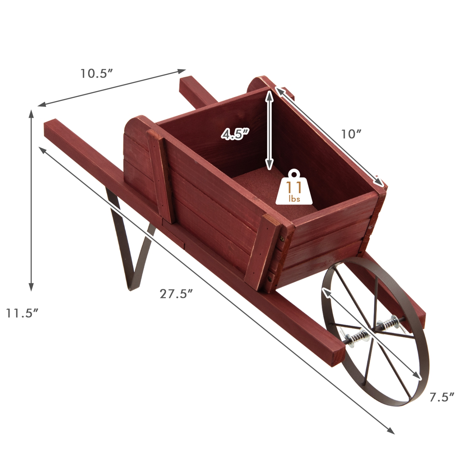 Costway Wooden Wagon Planter Decorative Indoor/Outdoor Rustic Flower Cart with Wheel Blue/Beige/Red