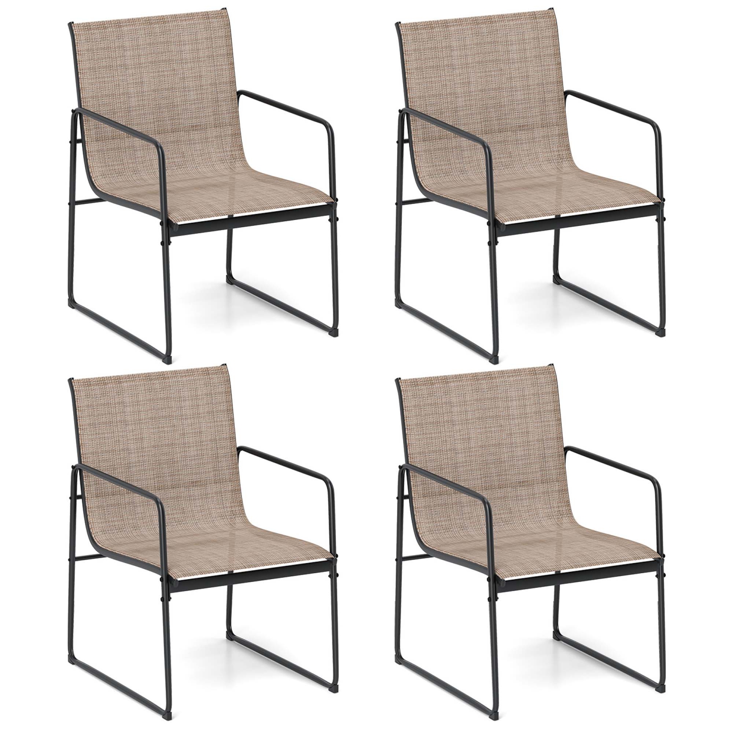 Costway 2/4 PCS Outdoor Dining Chairs Patio Furniture Chair with Breathable Seat & Backrest