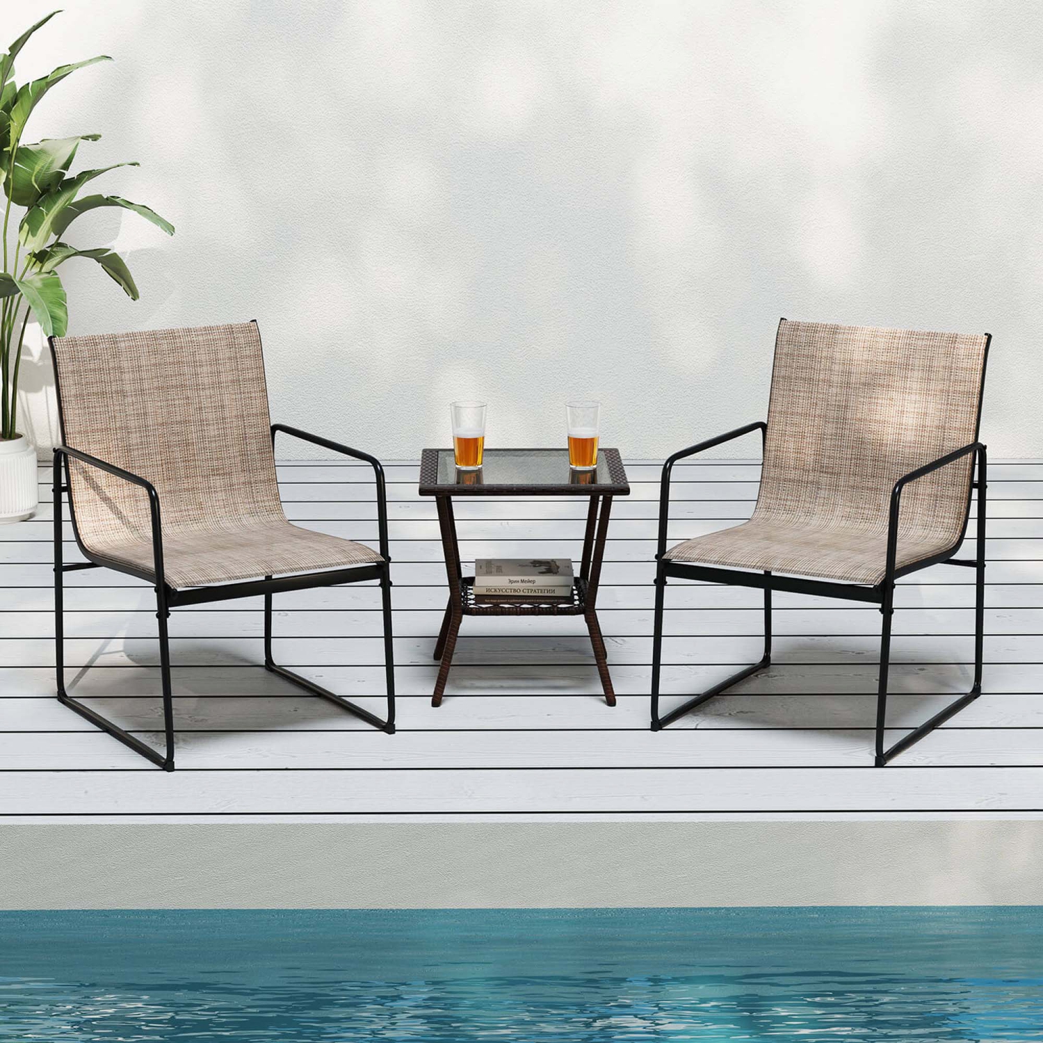 Costway 2/4 PCS Outdoor Dining Chairs Patio Furniture Chair with Breathable Seat & Backrest