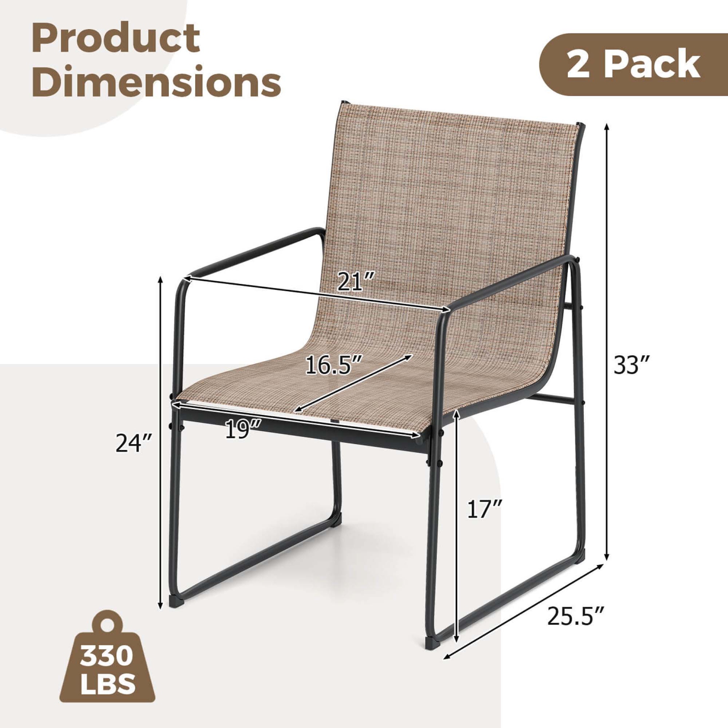 Costway 2/4 PCS Outdoor Dining Chairs Patio Furniture Chair with Breathable Seat & Backrest